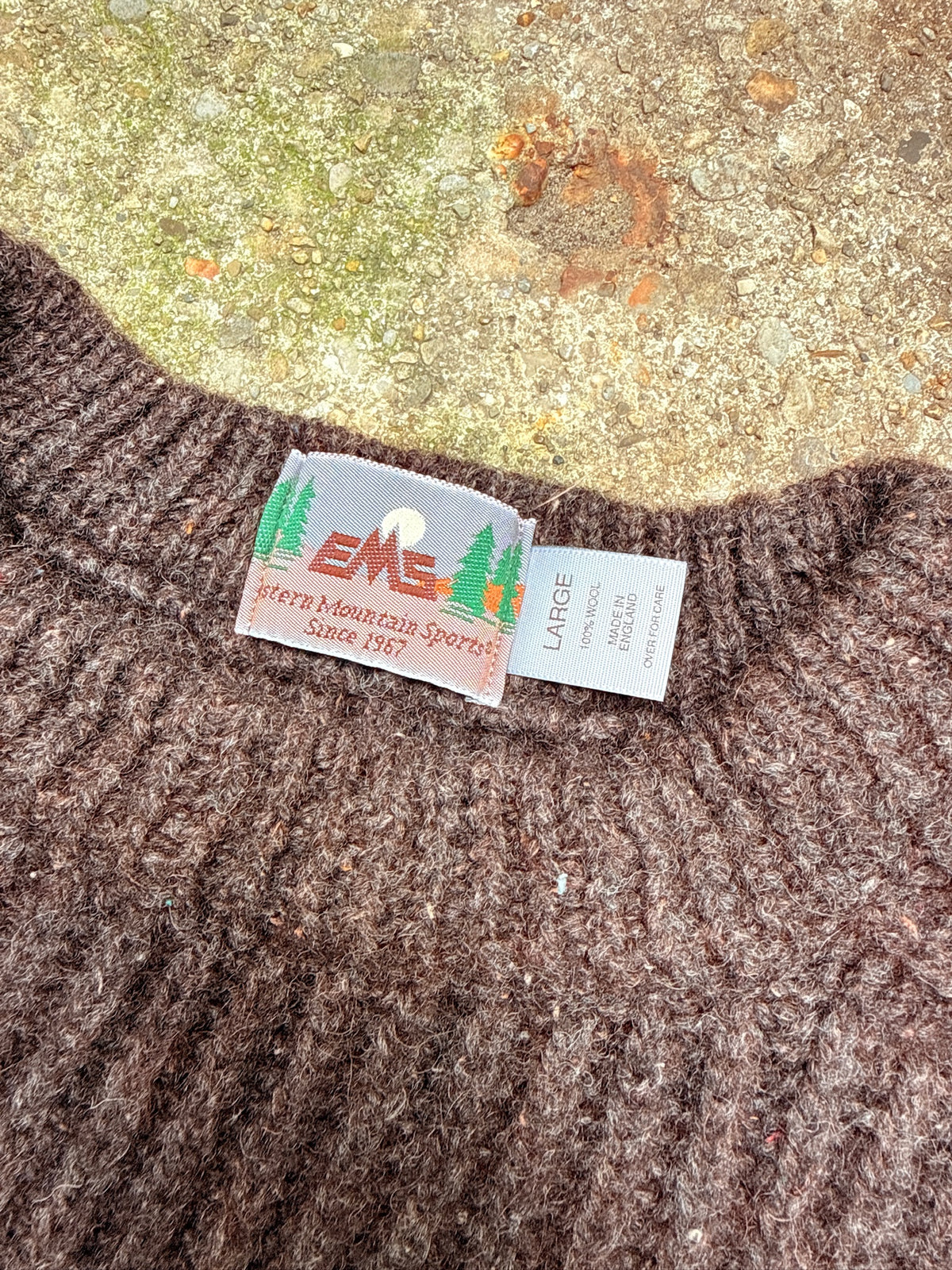 Vintage EMS Brand Brown Heavy Knit 100% Wool Sweater