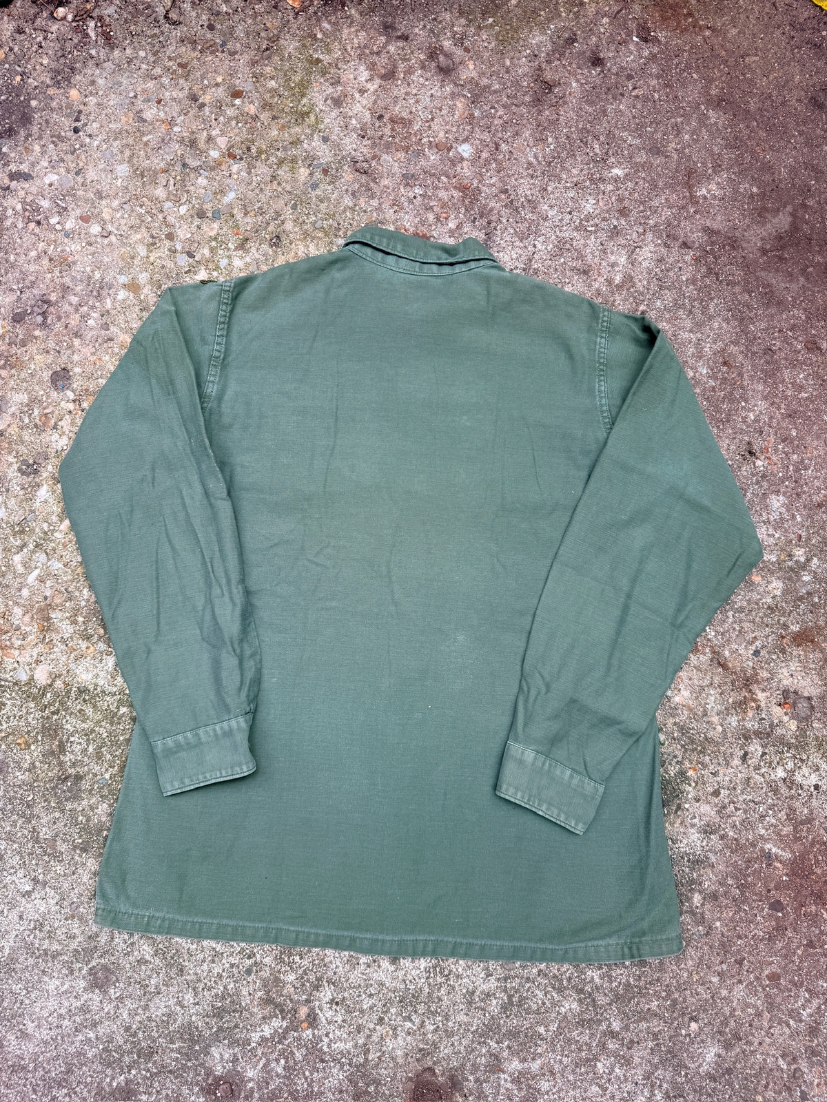 Vintage 1960's Green Military Sateen G-107 "Scalzi" Medic Button Down Shirt