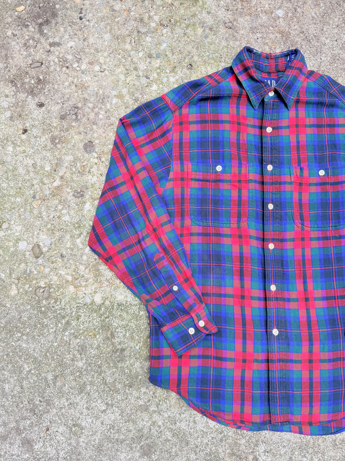 Vintage 1990's Gap 100% Cotton Red & Green Plaid Button Down Shirt