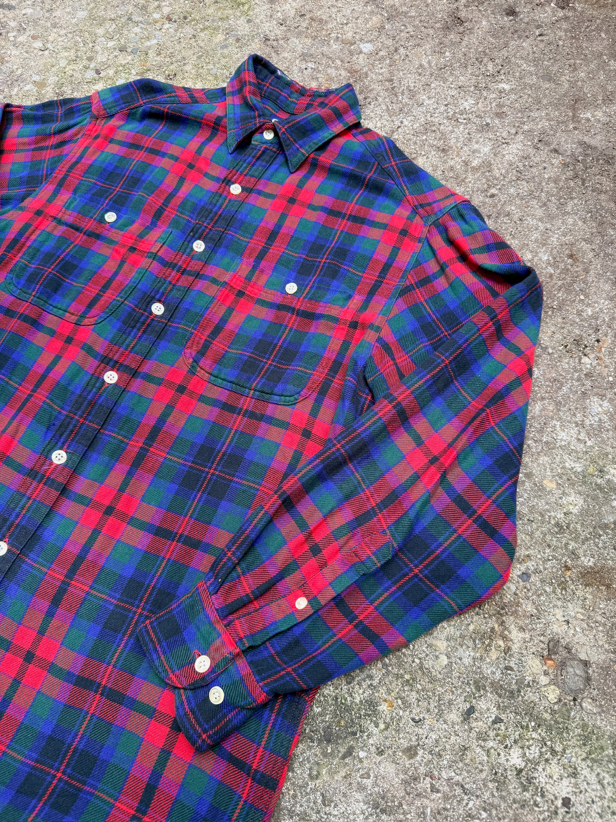 Vintage 1990's Gap 100% Cotton Red & Green Plaid Button Down Shirt
