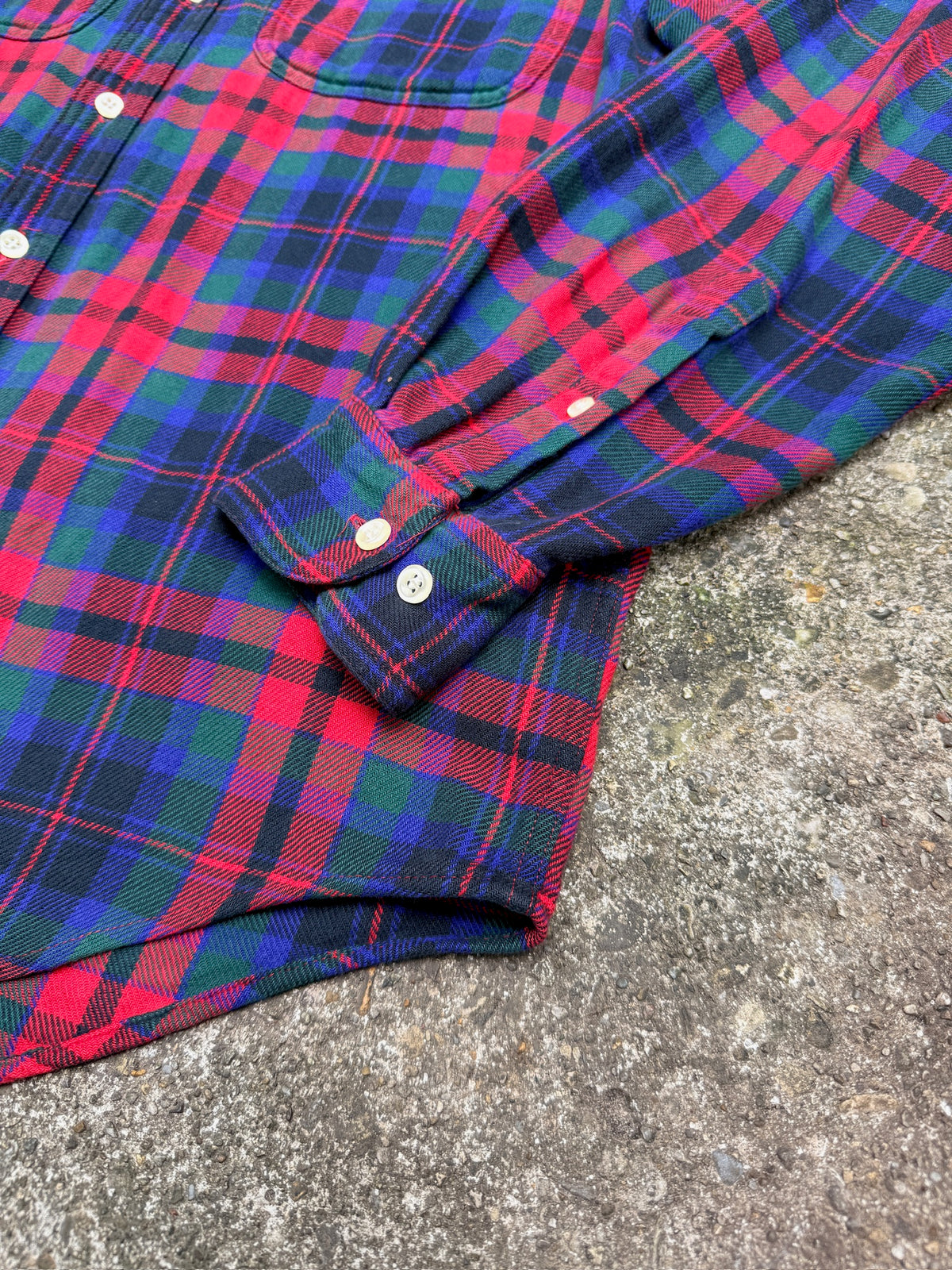 Vintage 1990's Gap 100% Cotton Red & Green Plaid Button Down Shirt