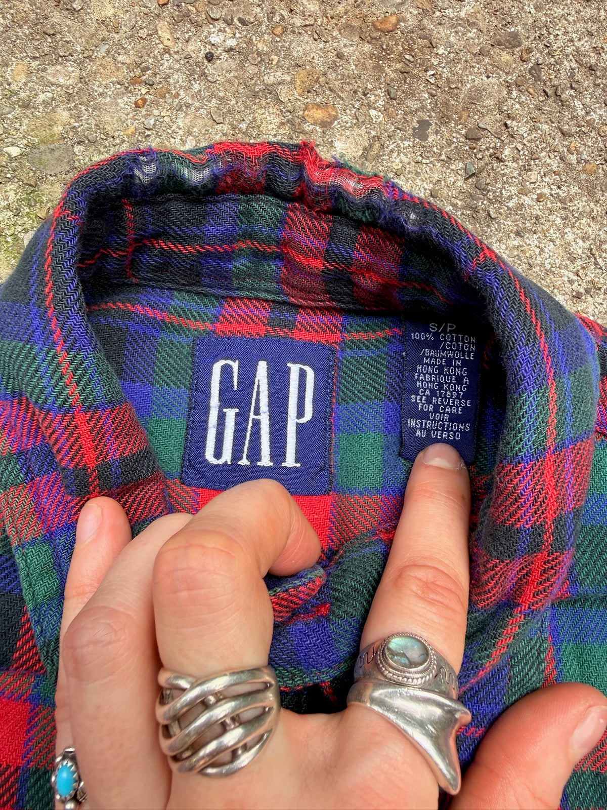 Vintage 1990's Gap 100% Cotton Red & Green Plaid Button Down Shirt