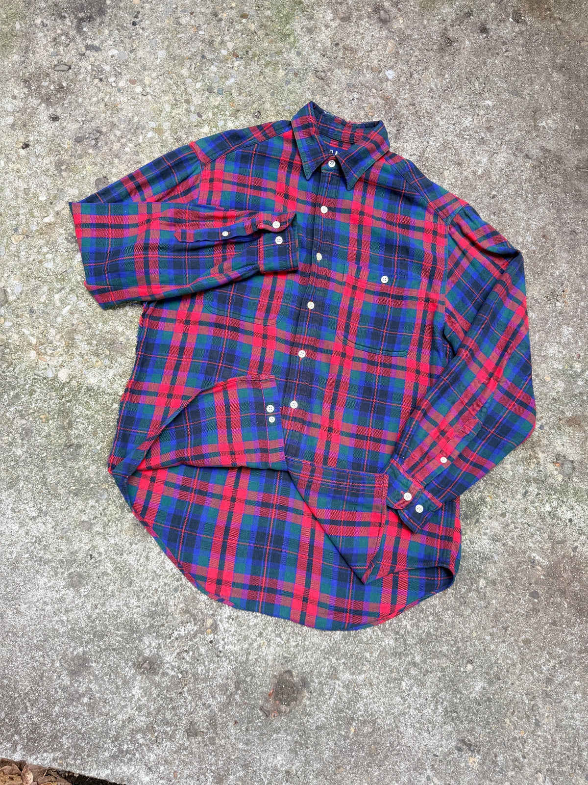 Vintage 1990's Gap 100% Cotton Red & Green Plaid Button Down Shirt