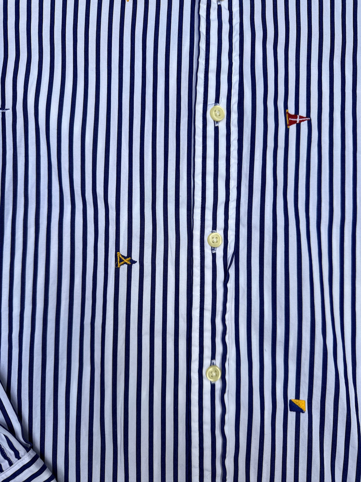 Vintage Style Ralph Lauren Blue Striped Nautical Yacht Club Button Down