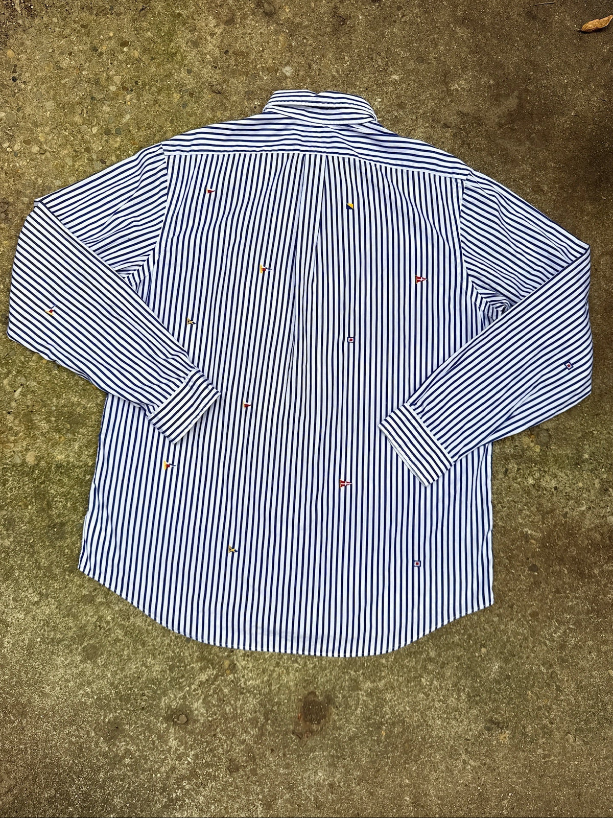 Vintage Style Ralph Lauren Blue Striped Nautical Yacht Club Button Down