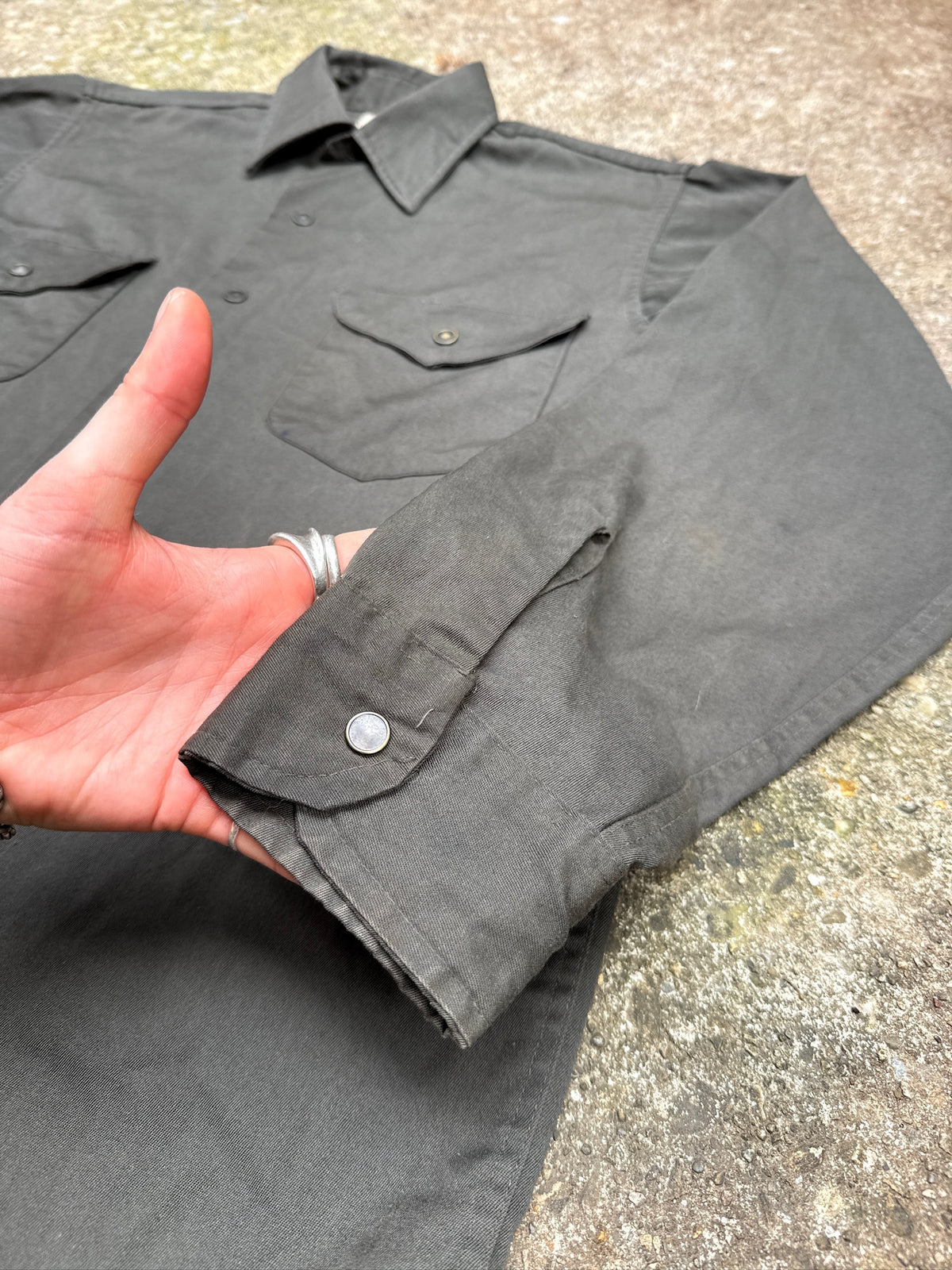 Vintage 1960’s OshKosh B'Gosh Dark Green Snap Closure Button Down Shirt
