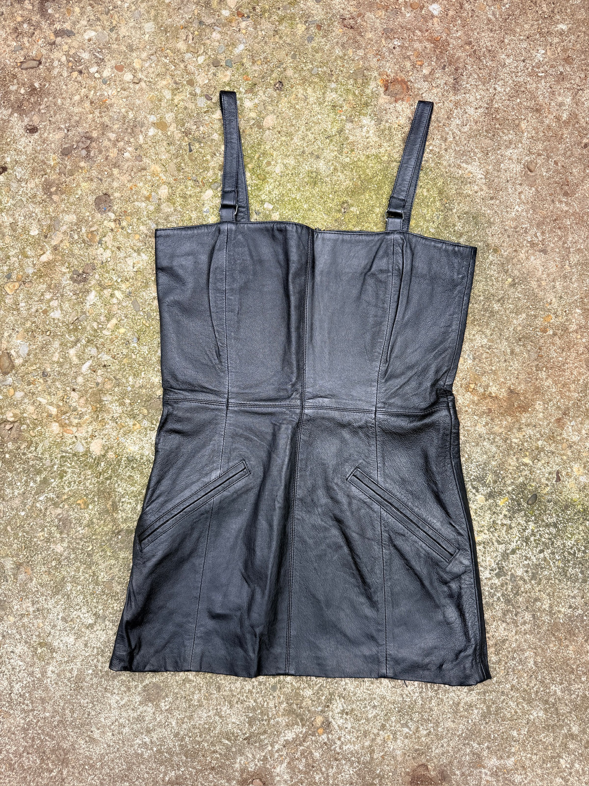 Vintage 1990’s Black Leather Micro Mini Dress