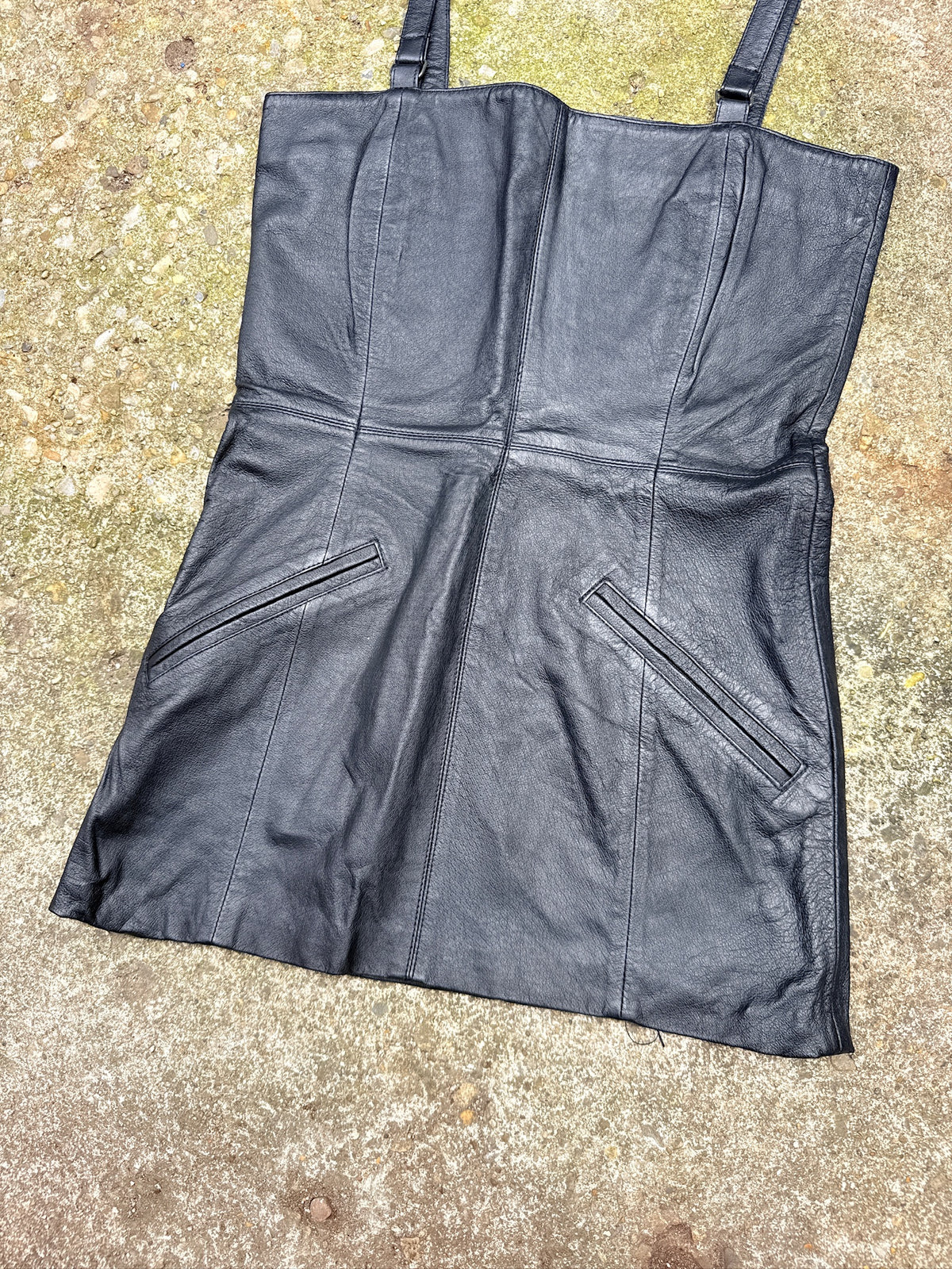 Vintage 1990’s Black Leather Micro Mini Dress