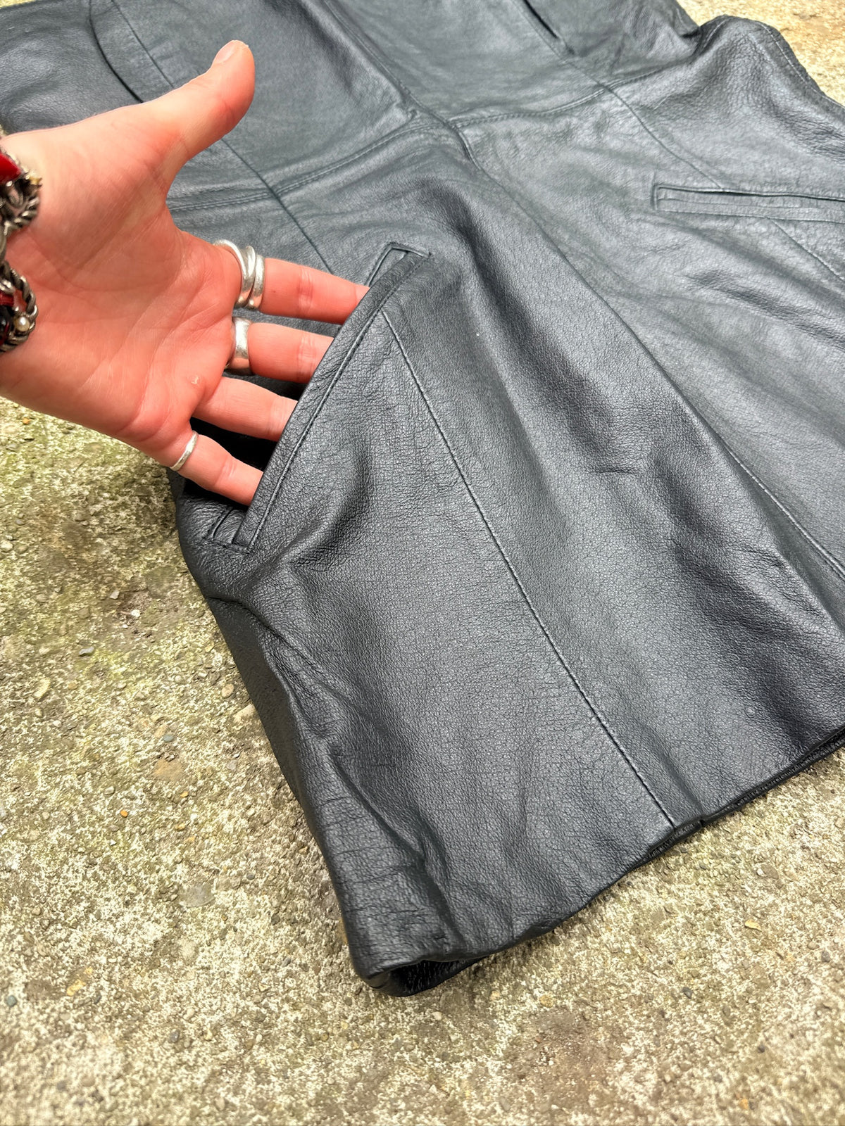 Vintage 1990’s Black Leather Micro Mini Dress