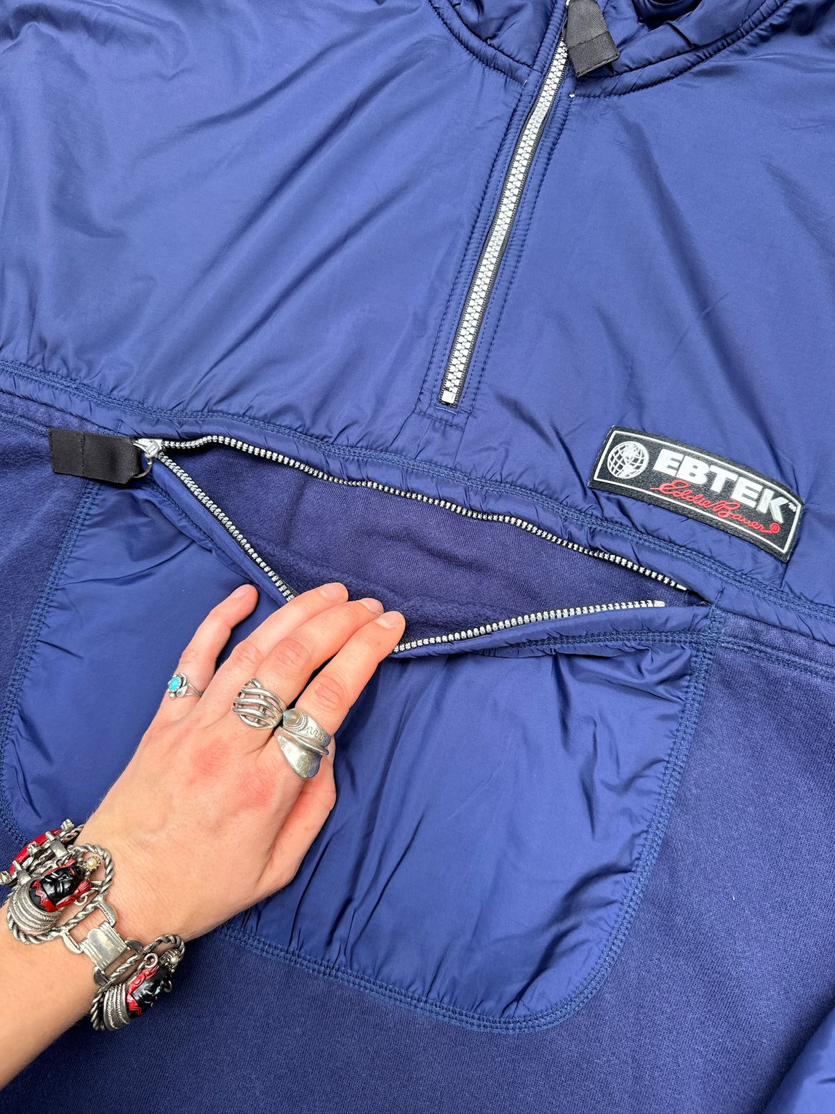 Vintage 1990's EBTEK By Eddie Bauer Navy Blue Quarter Zip Pullover