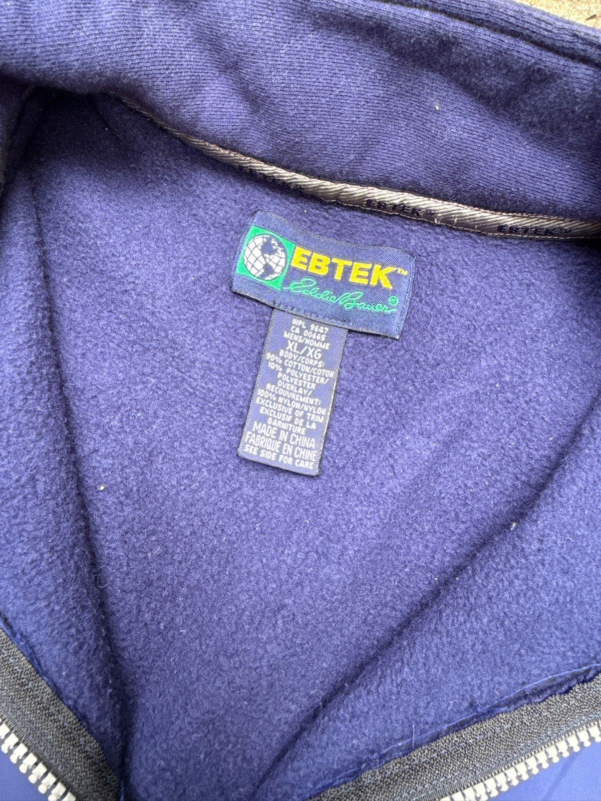 Vintage 1990's EBTEK By Eddie Bauer Navy Blue Quarter Zip Pullover