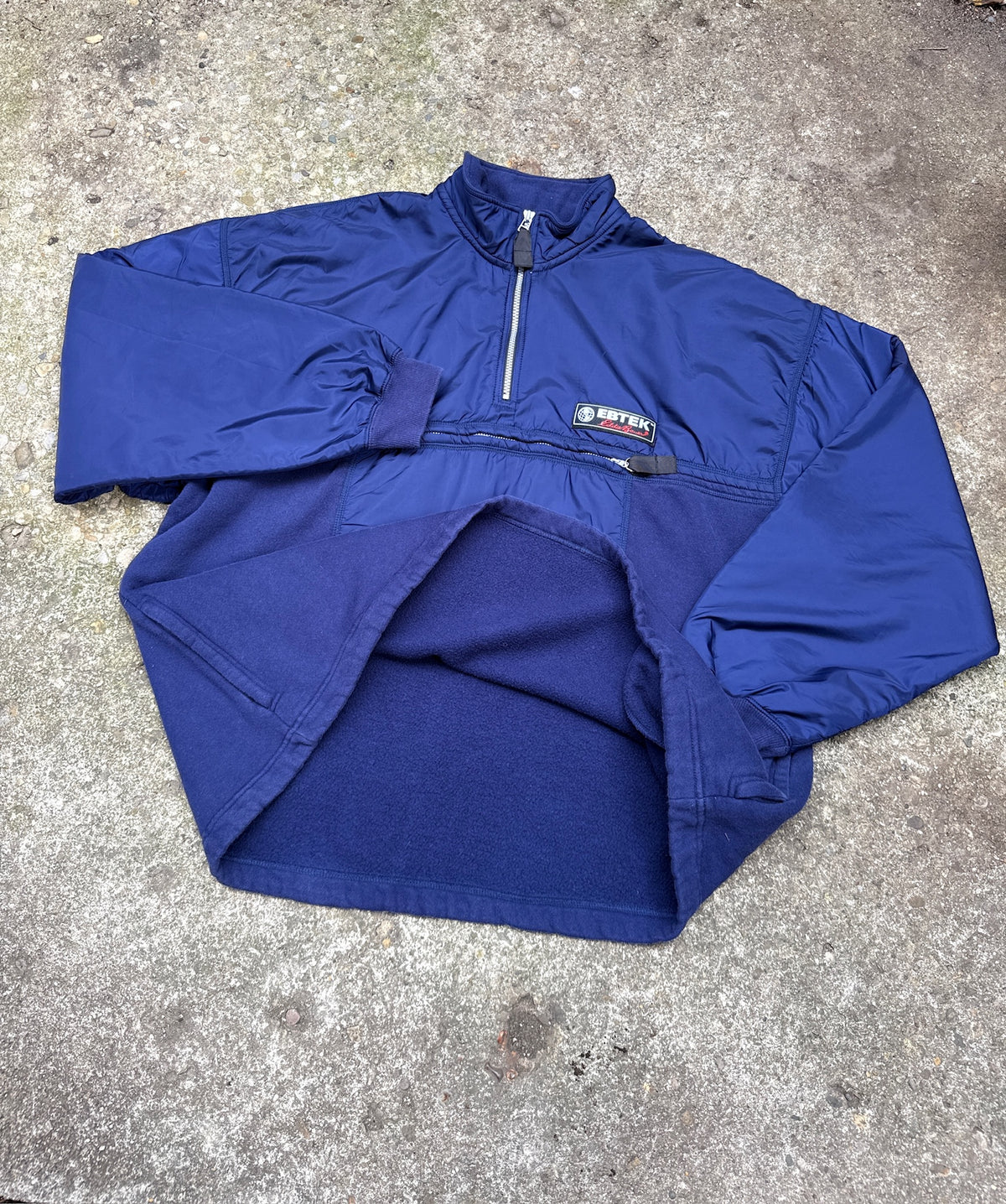 Vintage 1990's EBTEK By Eddie Bauer Navy Blue Quarter Zip Pullover