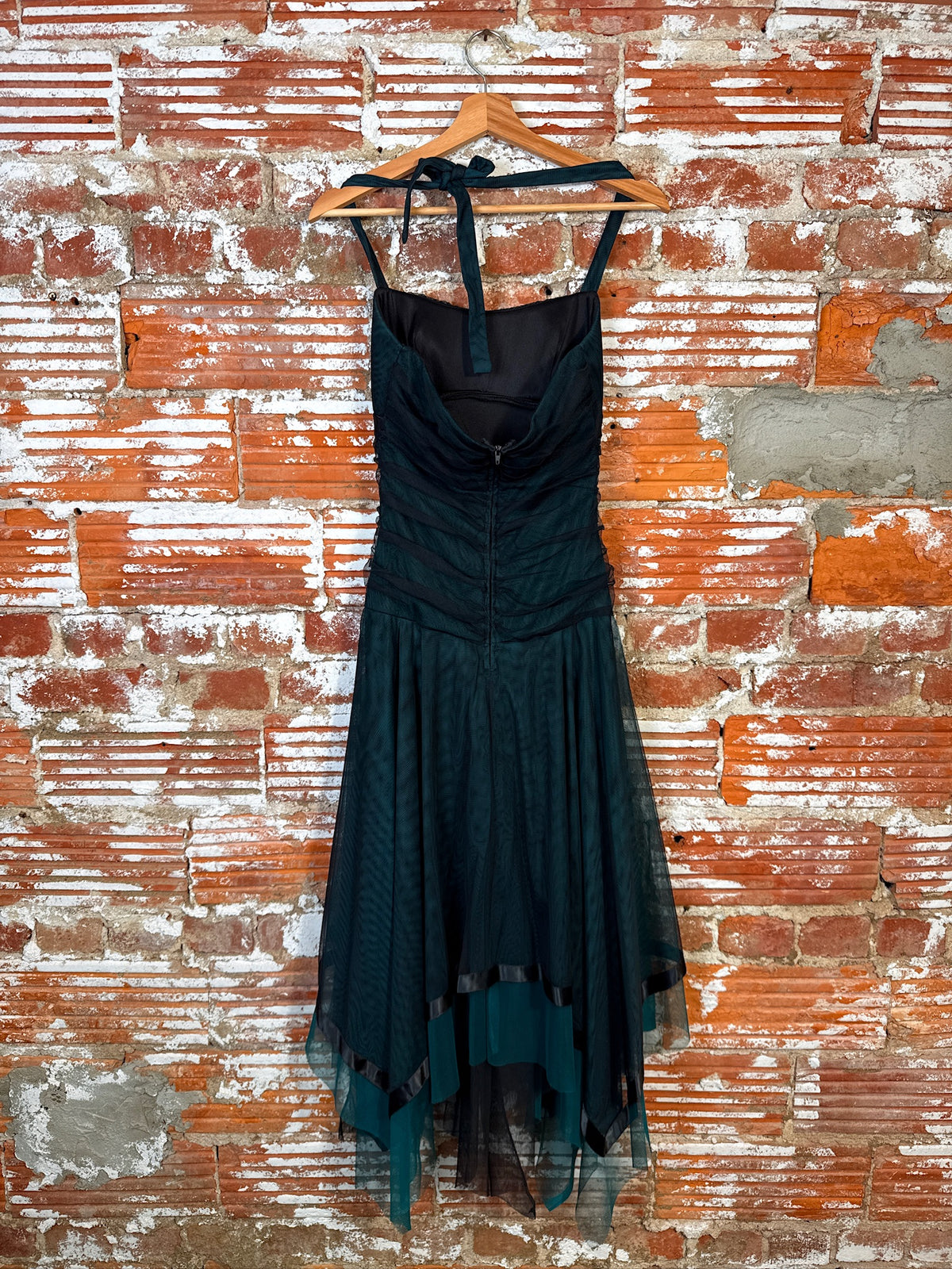 Vintage 1990's/00’s Masquerade Green + Black Tulle Dress