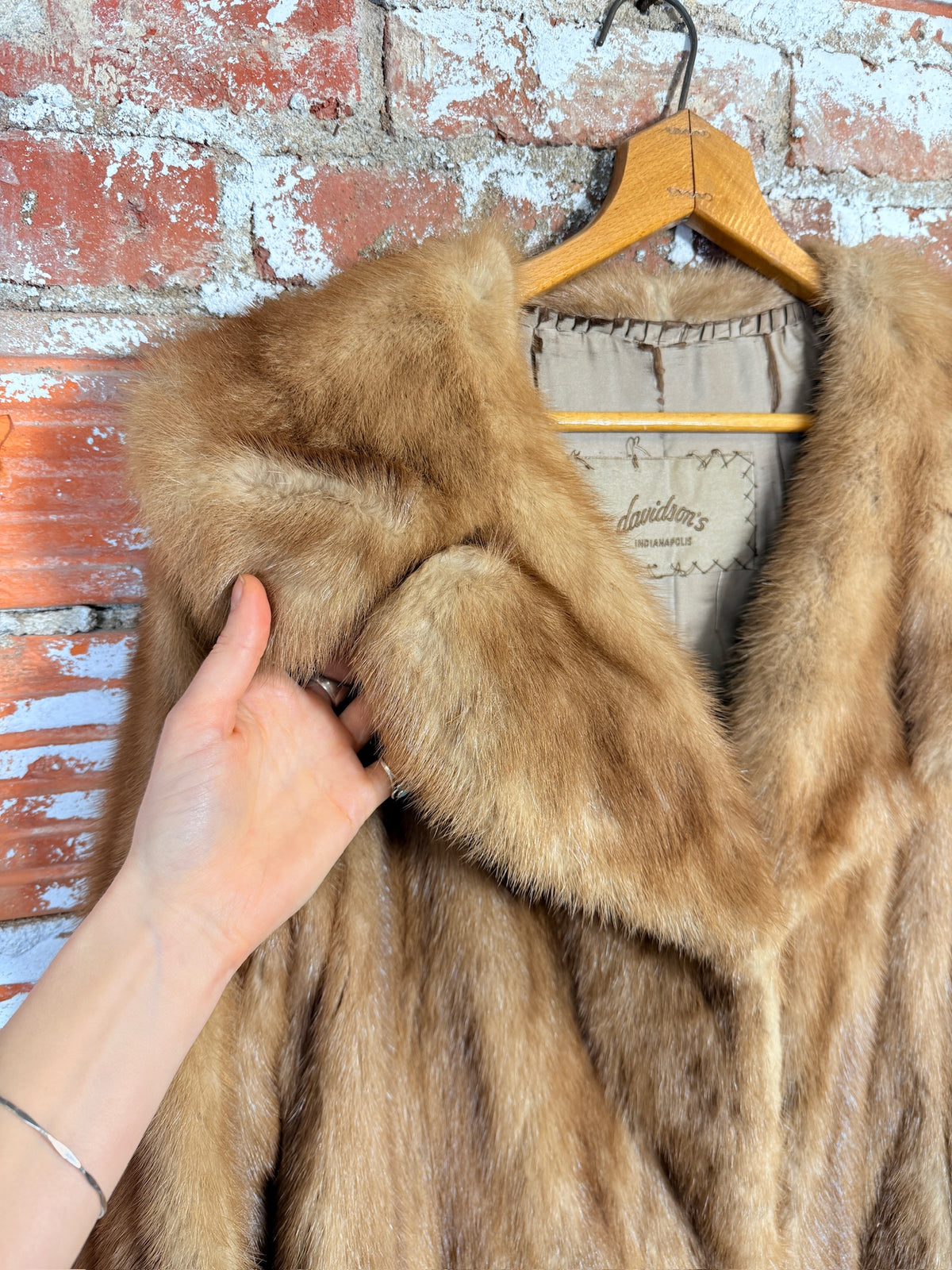 Vintage 1940's Davidson Blonde Mink Wide Collar Coat