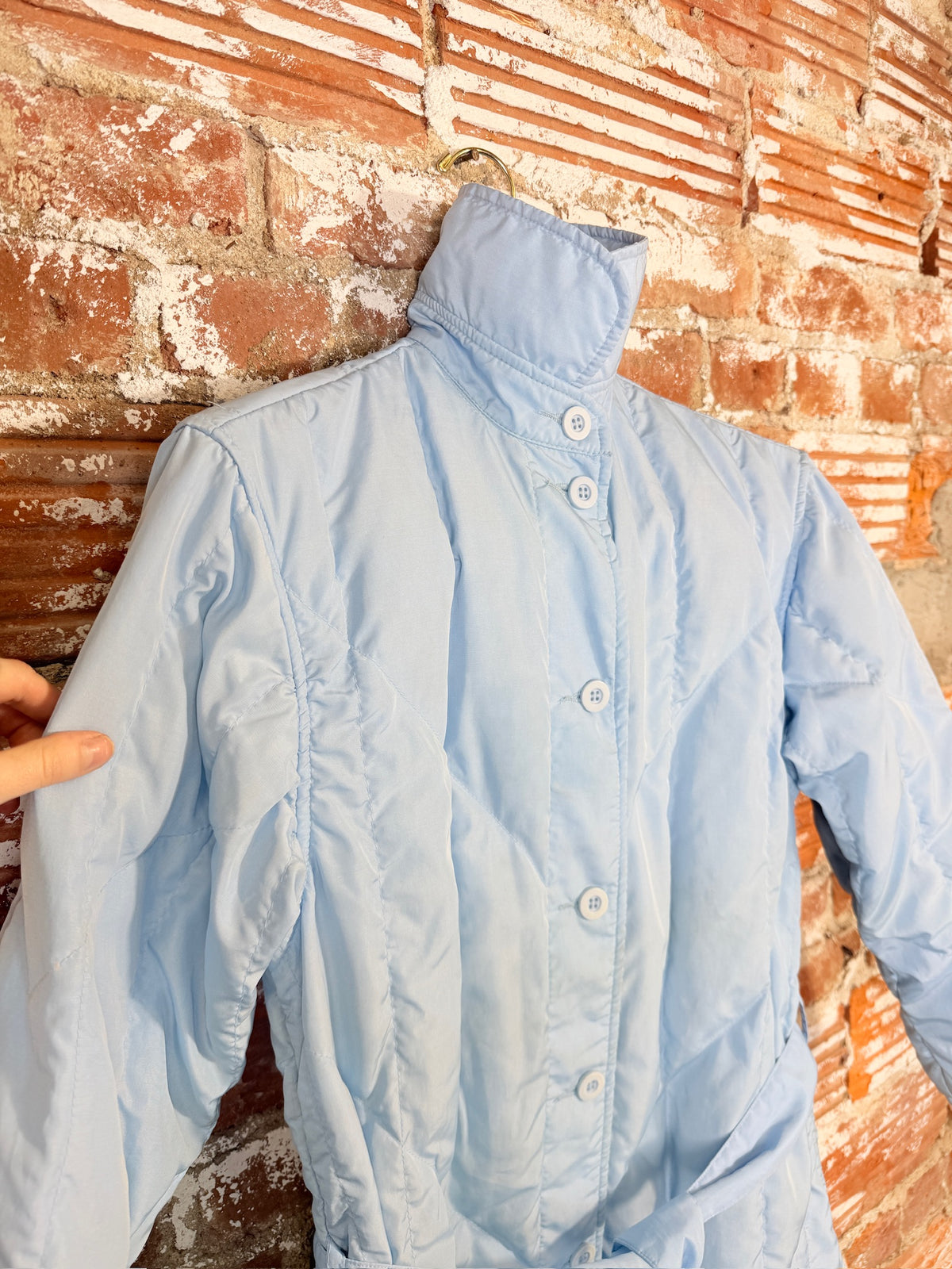 Vintage 1980's/90's Eddie Bauer Pale Blue Quilted Full Length Jacket