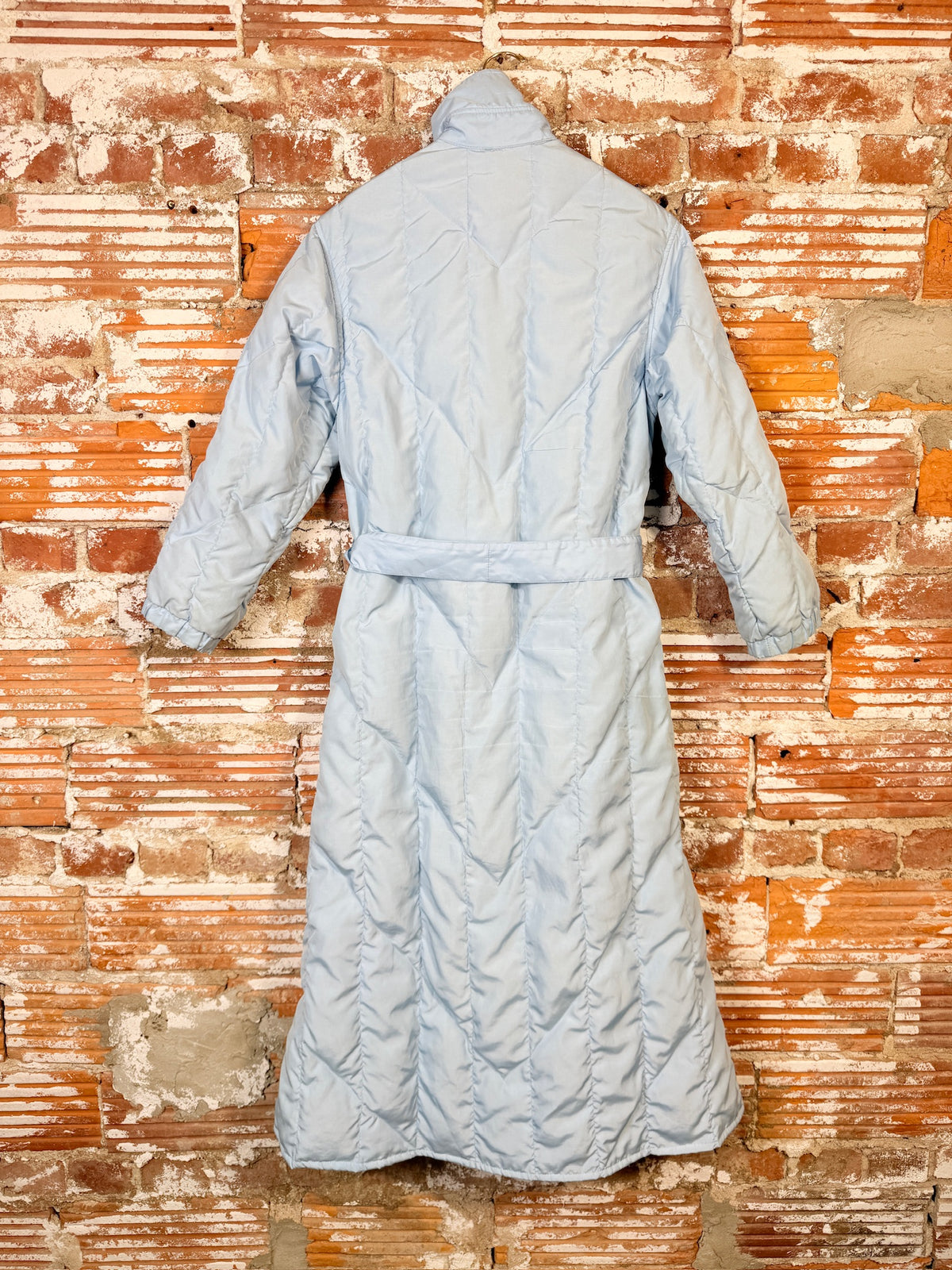 Vintage 1980's/90's Eddie Bauer Pale Blue Quilted Full Length Jacket