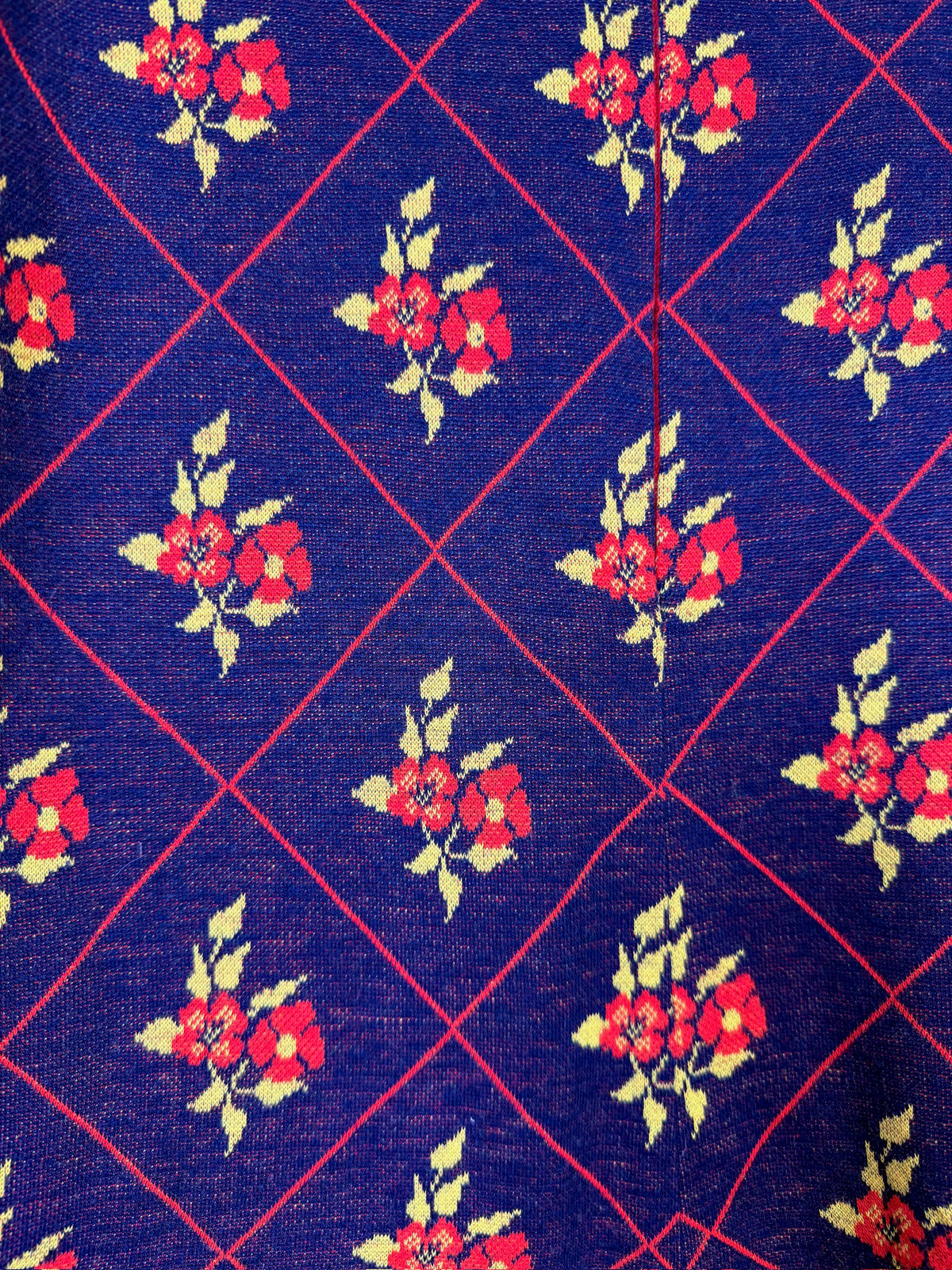 Vintage 1960's Navy Blue & Red Floral Pattern Micro Mini Dress