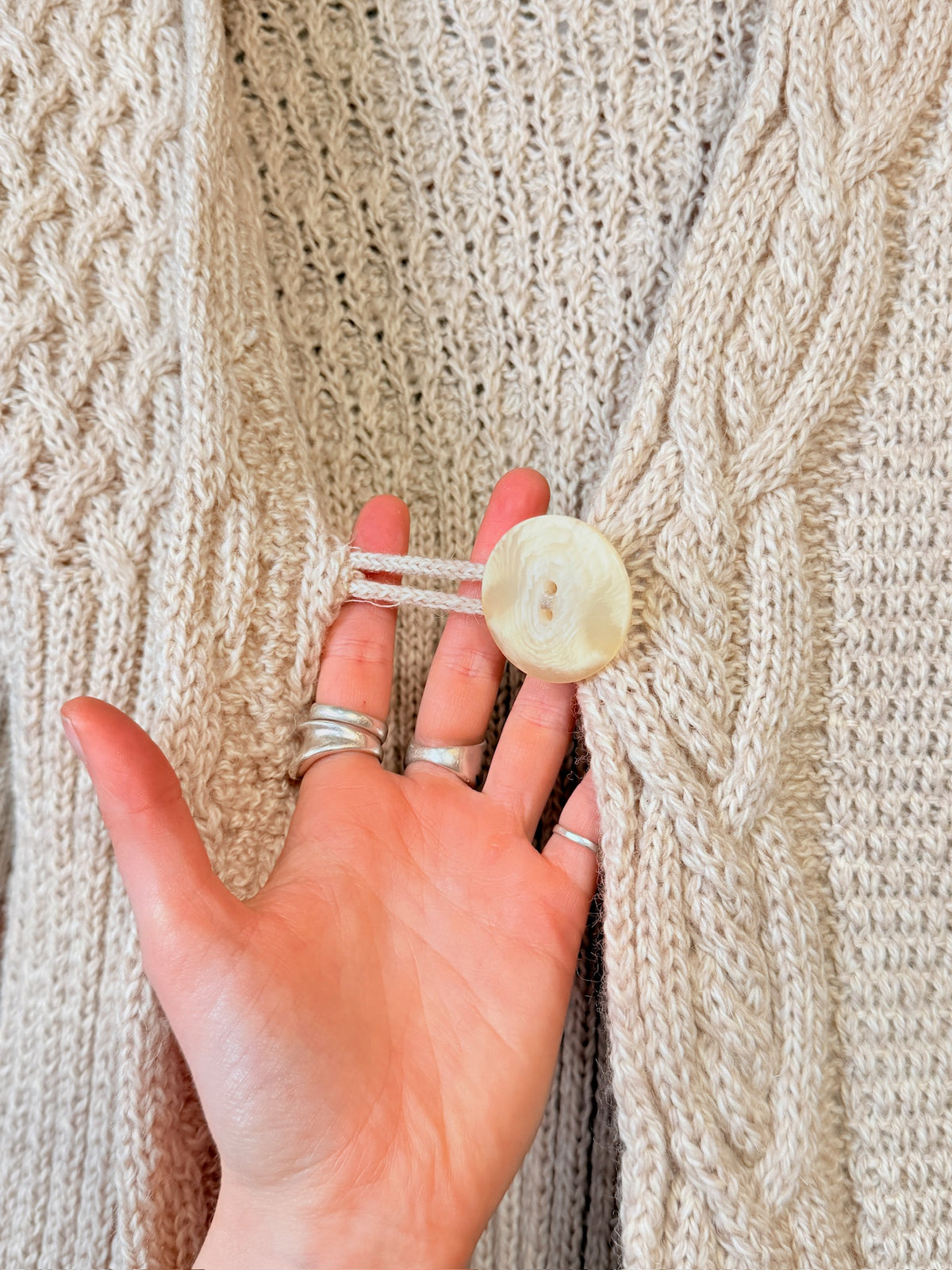 Vintage 1990's Inis Crafts Brand 100% Merino Wool Knit Sweater Jacket