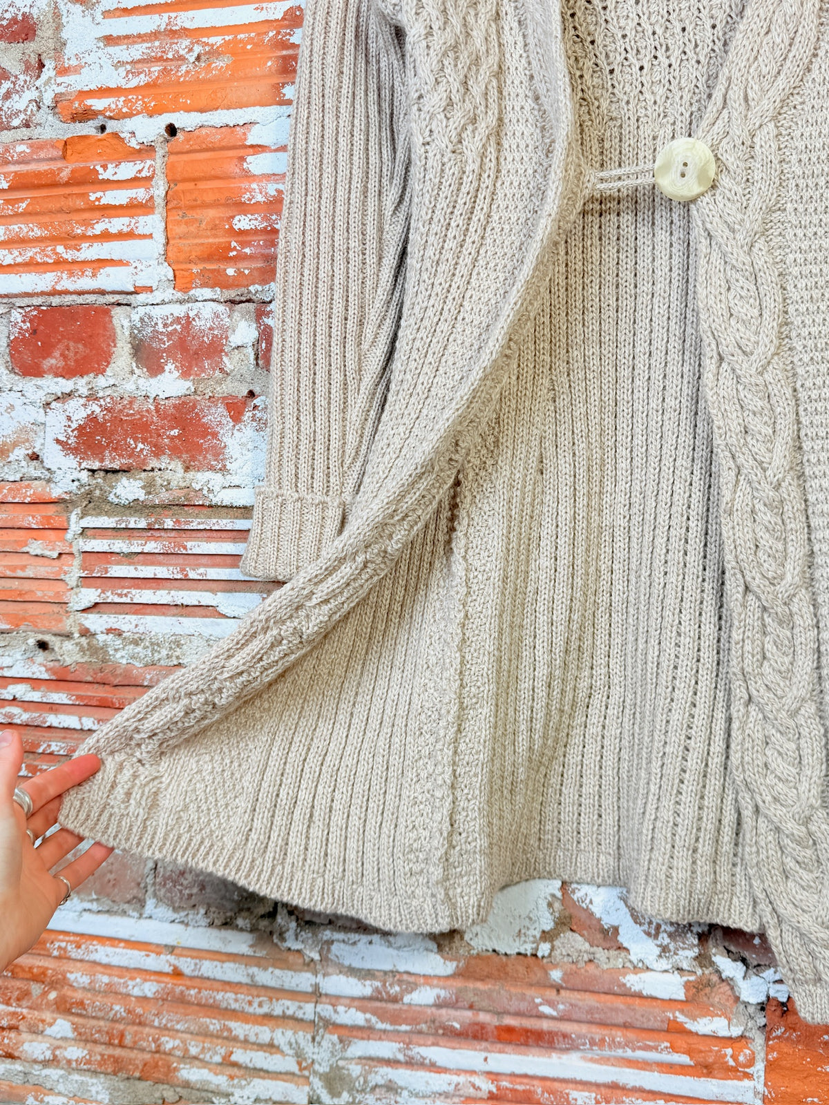 Vintage 1990's Inis Crafts Brand 100% Merino Wool Knit Sweater Jacket