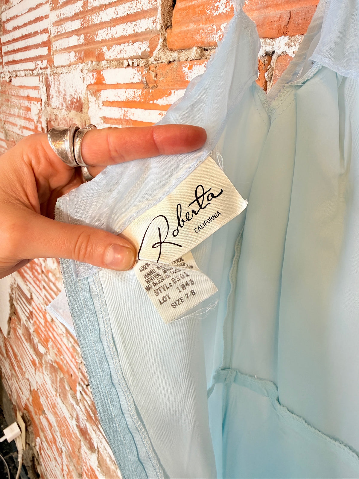 Vintage 1970's Roberts Of California Pale Blue Chiffon Cinderella Dress