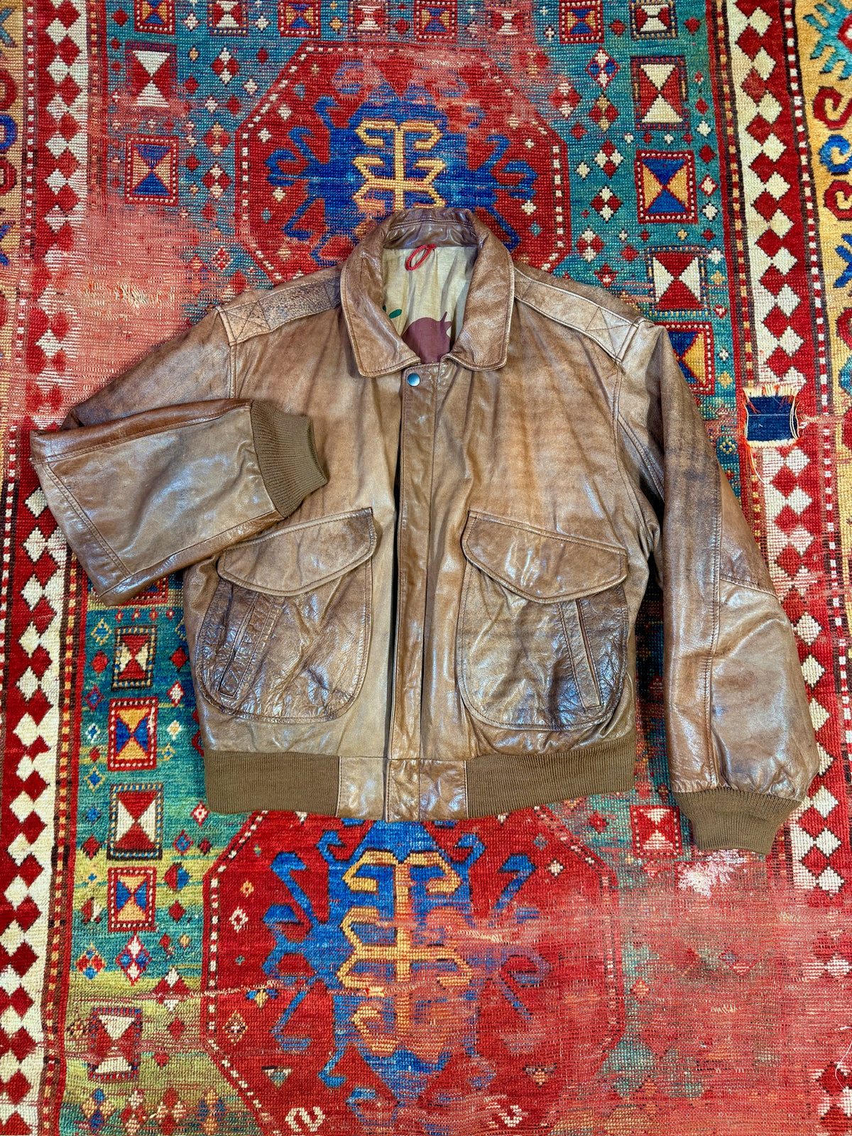 Vintage 1980s Hunt Club Leather Bomber Jacket
