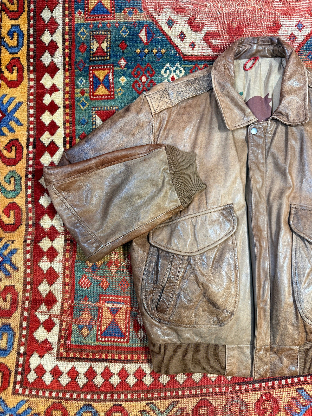 Vintage 1980s Hunt Club Leather Bomber Jacket