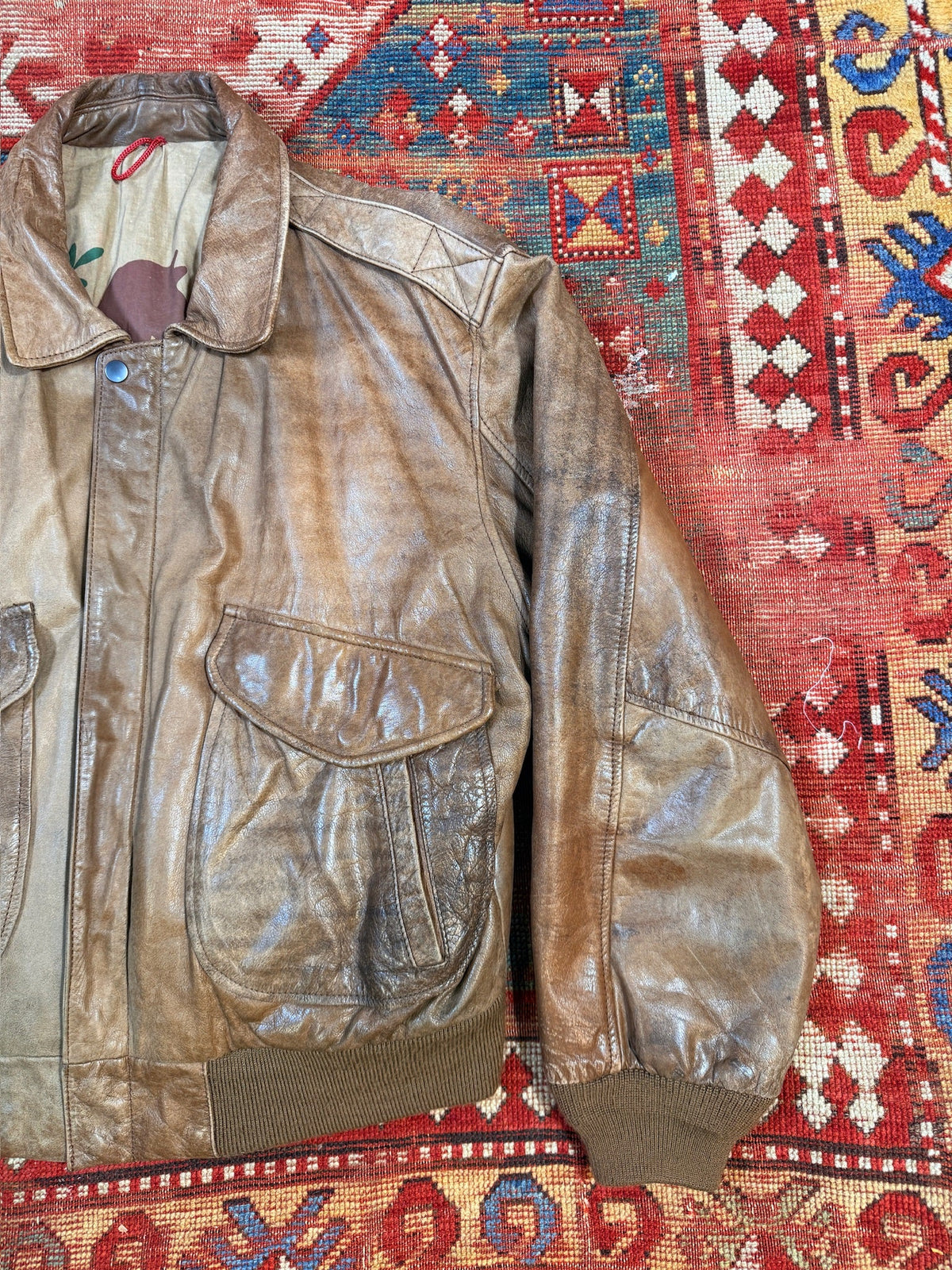 Vintage 1980s Hunt Club Leather Bomber Jacket