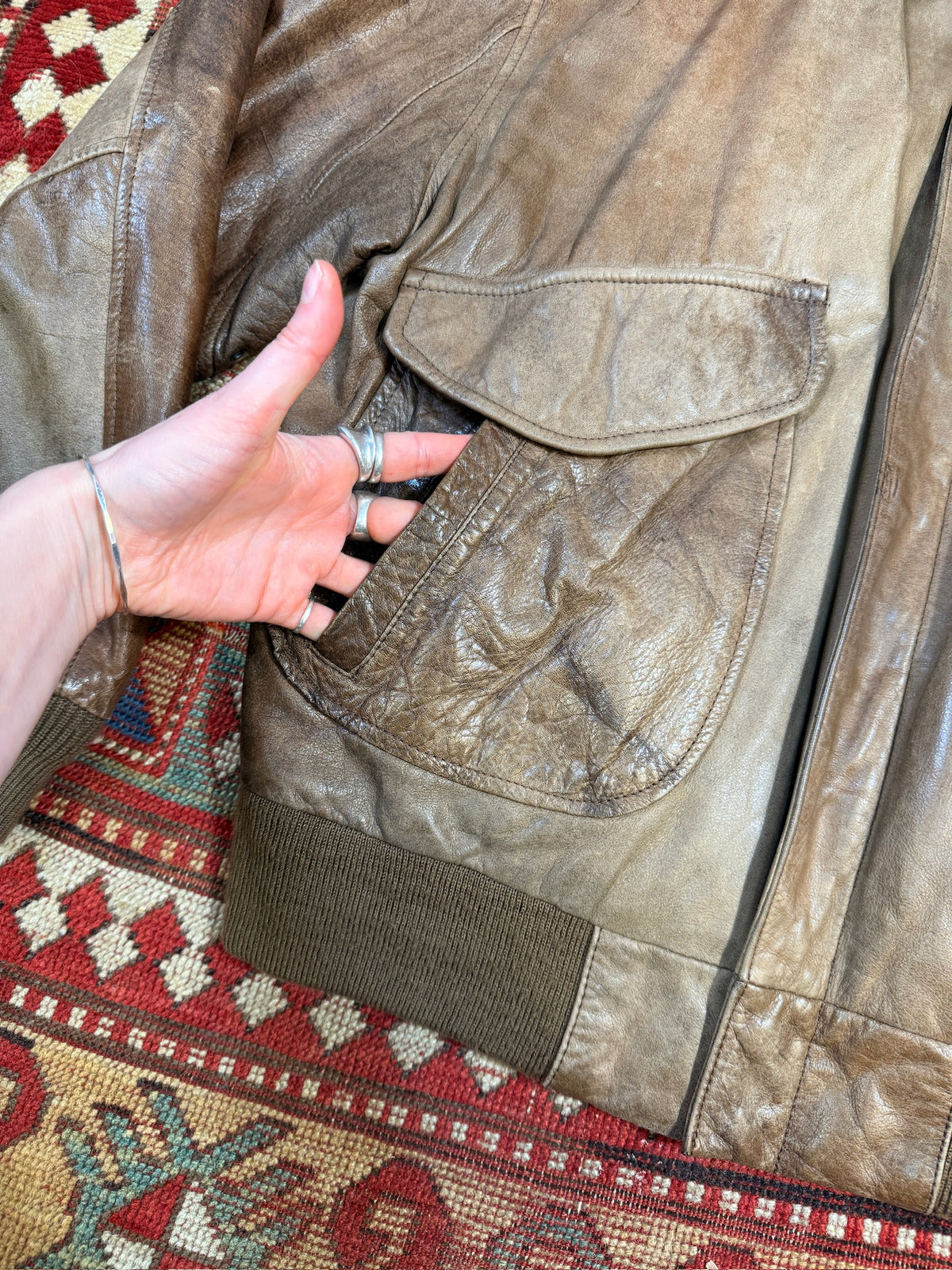 Vintage 1980s Hunt Club Leather Bomber Jacket