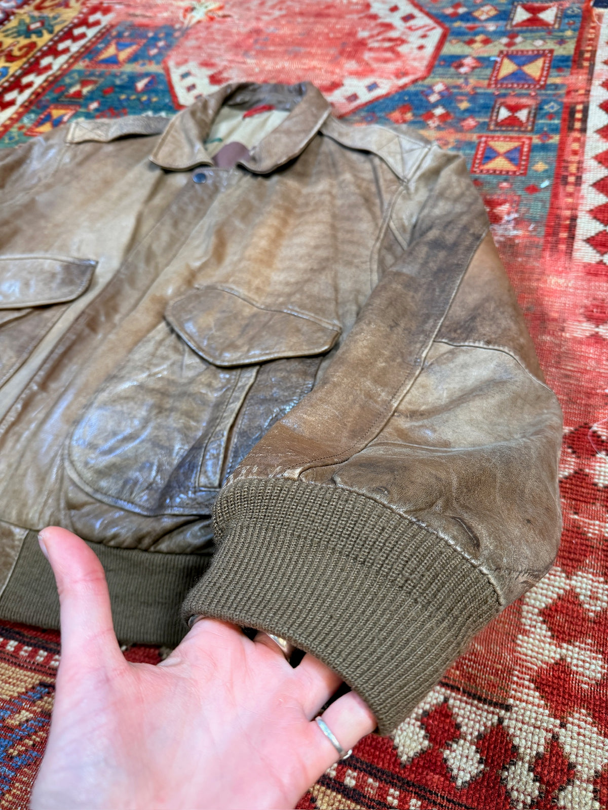 Vintage 1980s Hunt Club Leather Bomber Jacket