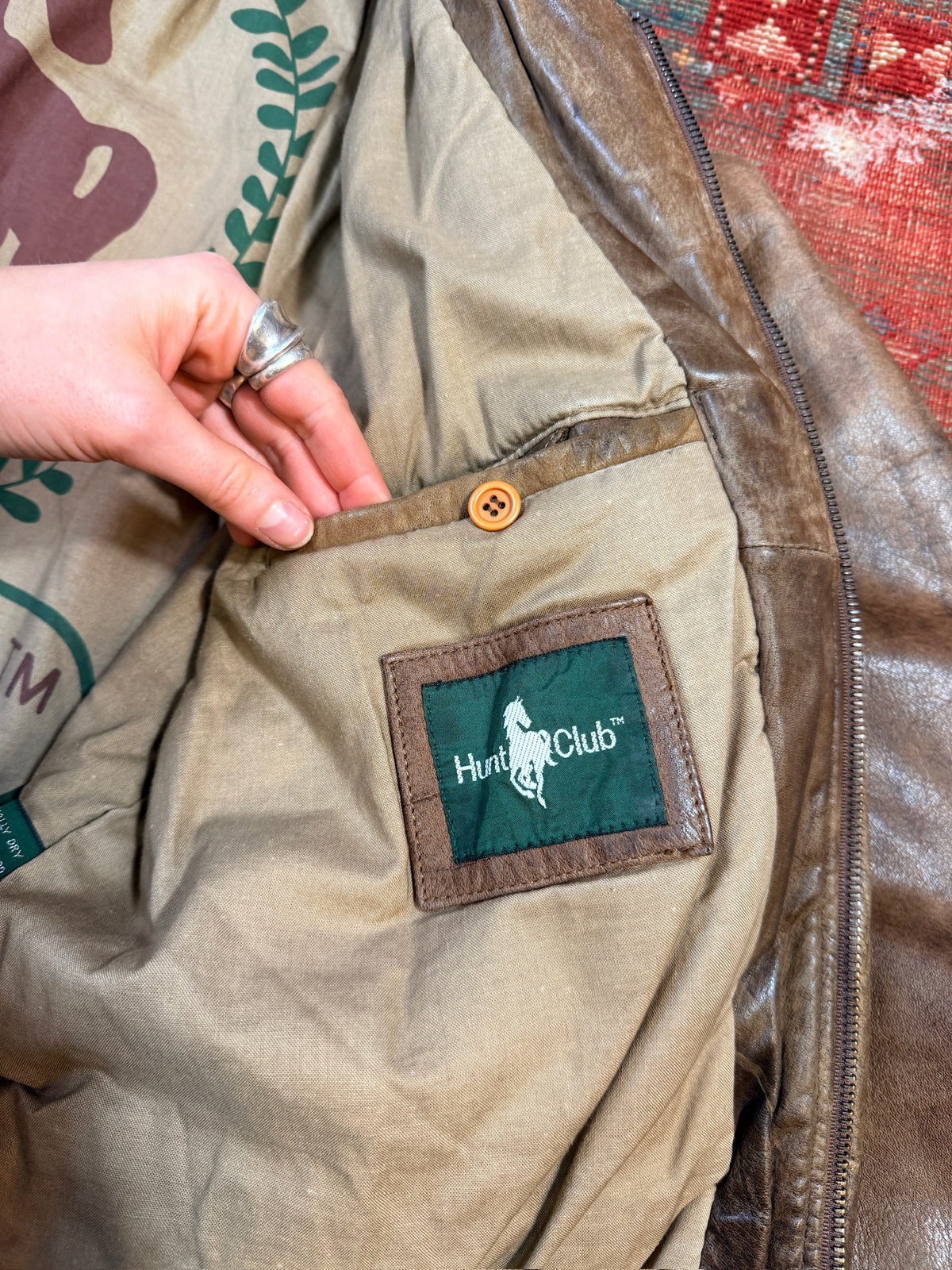 Vintage 1980s Hunt Club Leather Bomber Jacket