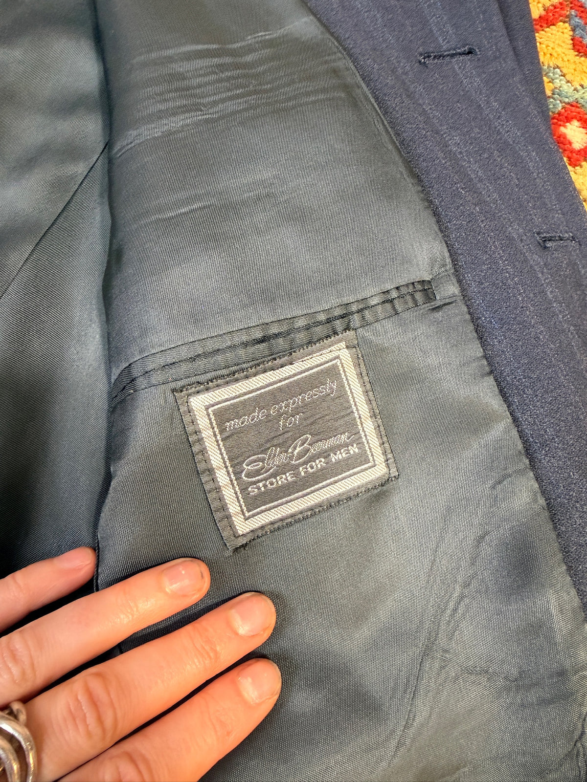 Vintage Christian Dior Wool Navy Blue Striped Two-Piece Suit