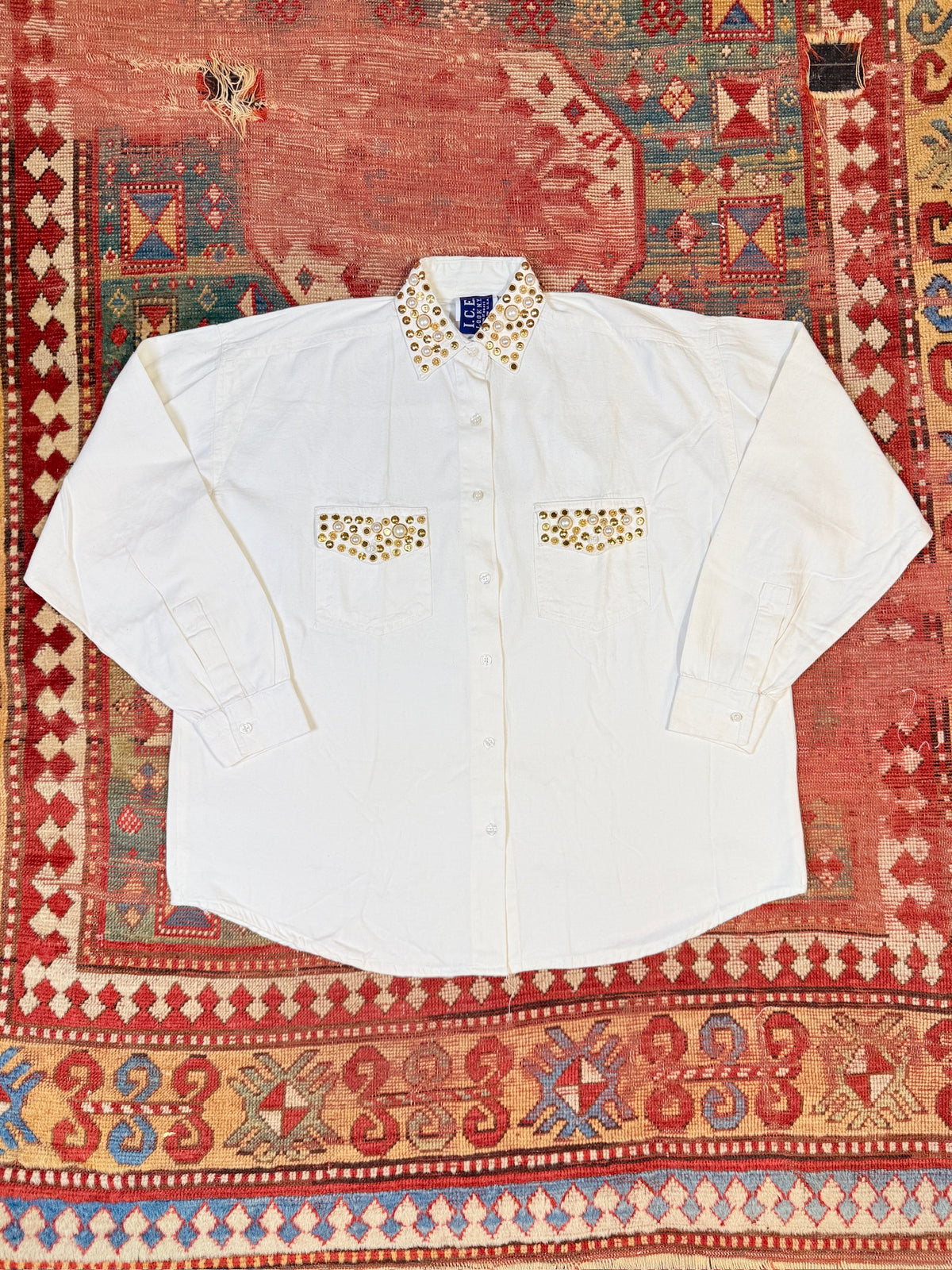 Vintage 1980’s I.C.E. Look NY White Cotton Button-Up Shirt | L
