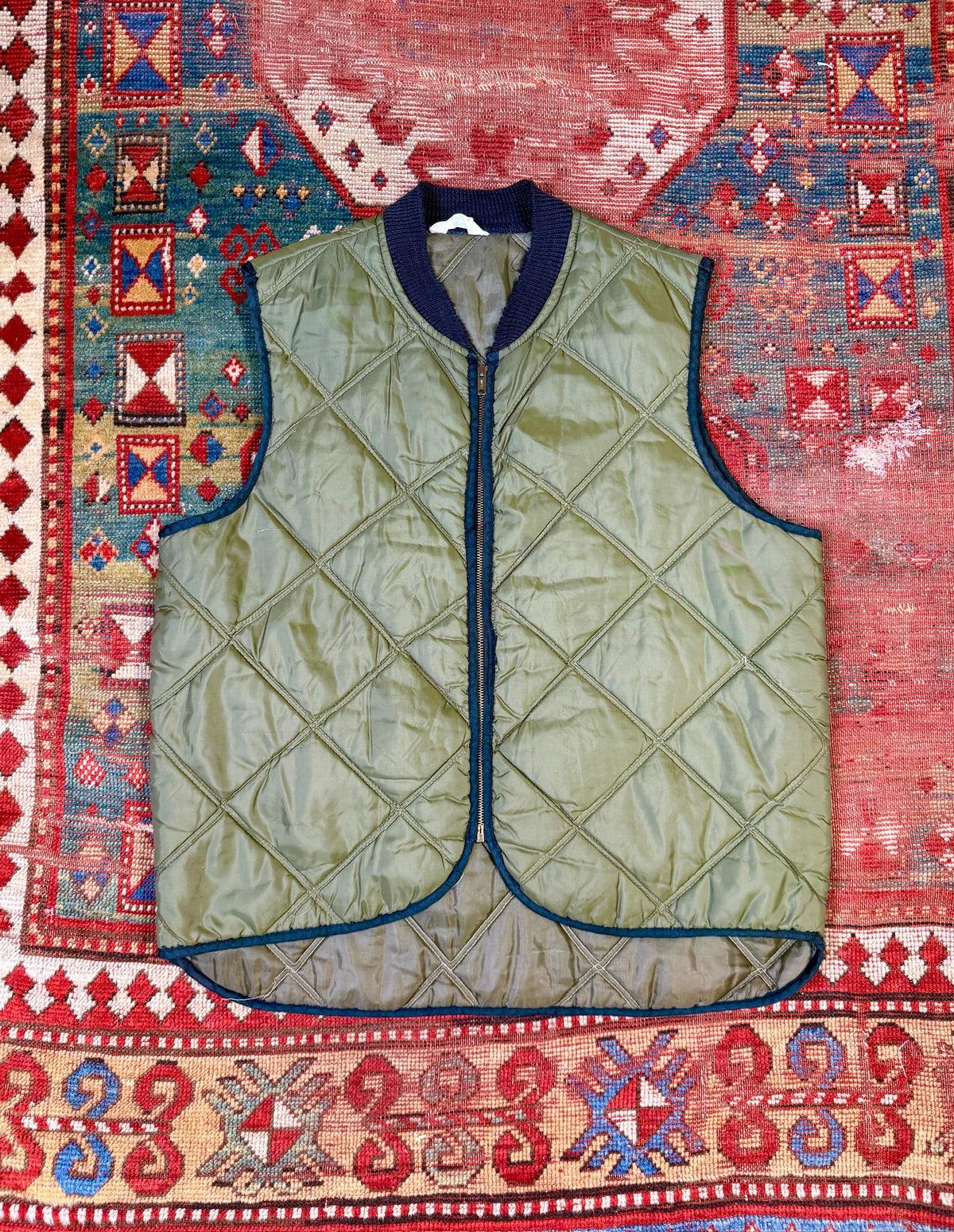 Vintage 1960s-70s Sears Green Polyester Puffer Vest