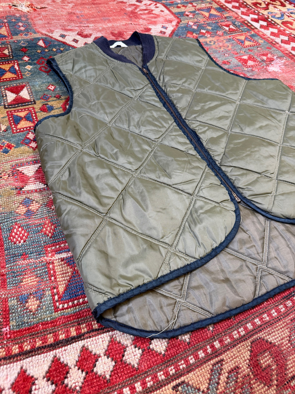 Vintage 1960s-70s Sears Green Polyester Puffer Vest
