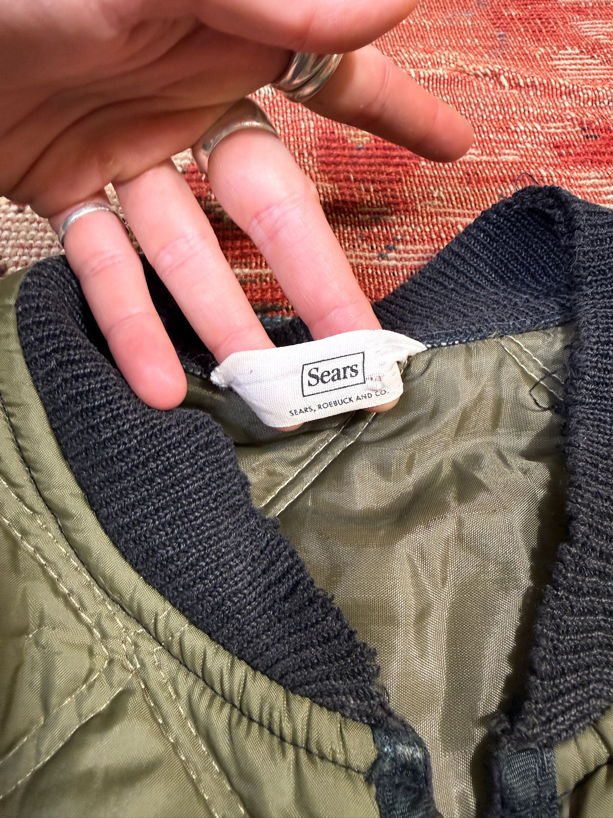 Vintage 1960s-70s Sears Green Polyester Puffer Vest