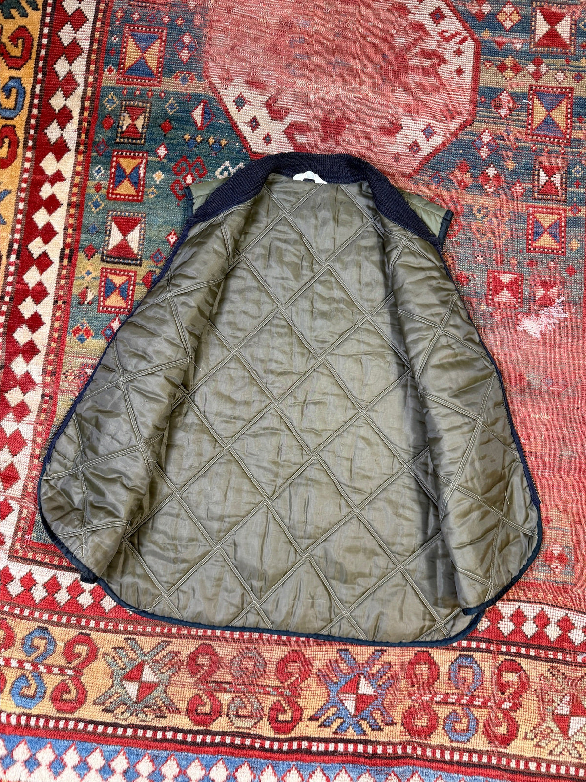 Vintage 1960s-70s Sears Green Polyester Puffer Vest