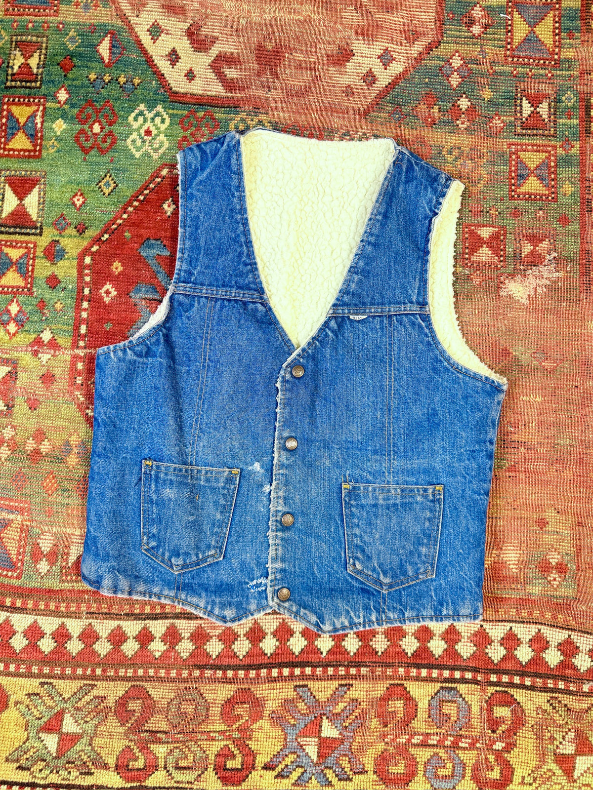 Vintage 1970s Nelson Denim Sherpa Lined Vest