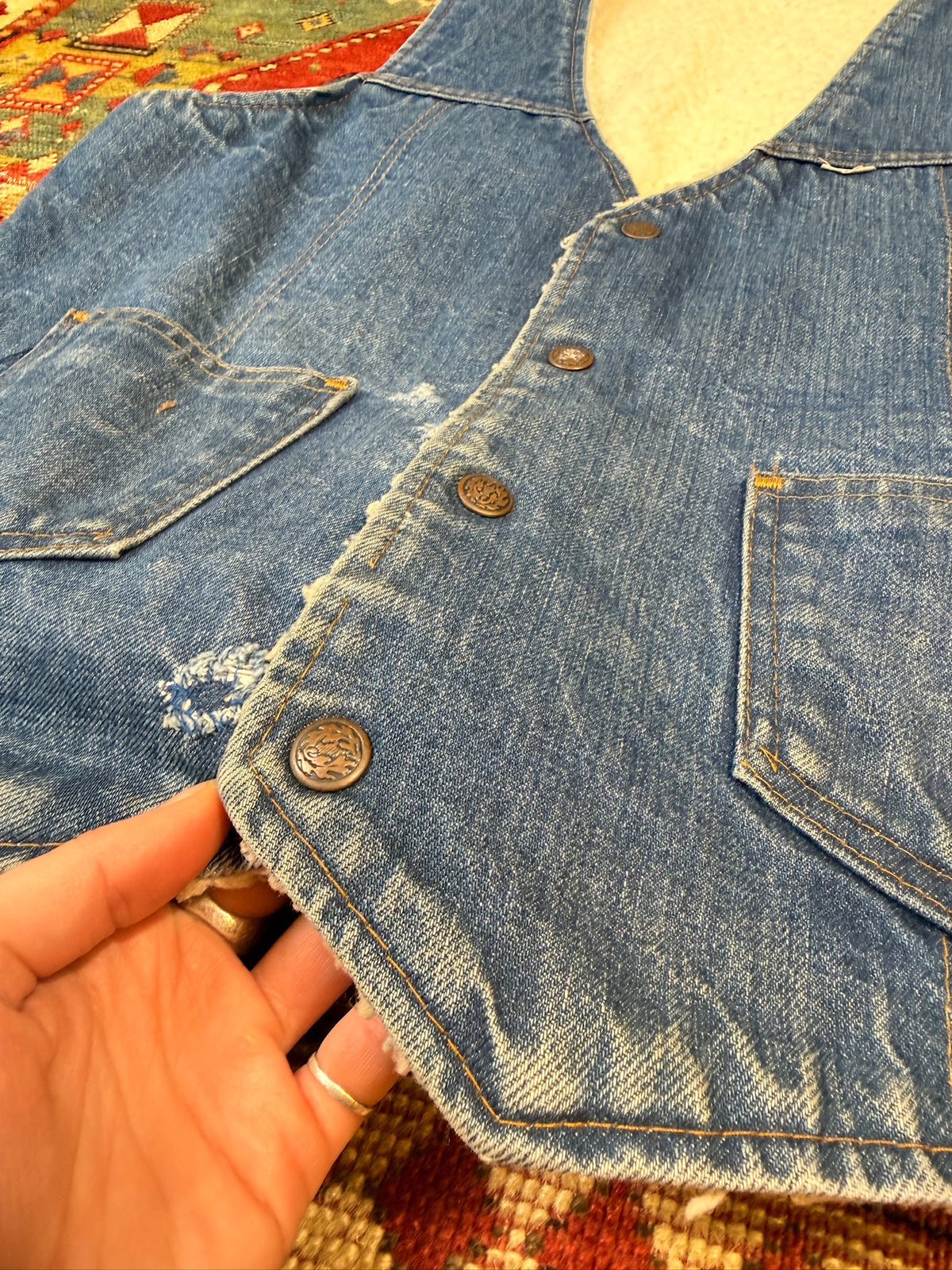 Vintage 1970s Nelson Denim Sherpa Lined Vest
