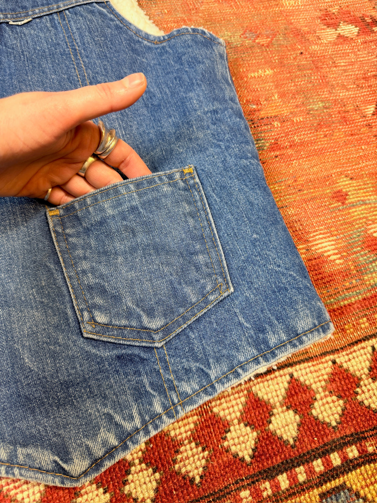 Vintage 1970s Nelson Denim Sherpa Lined Vest