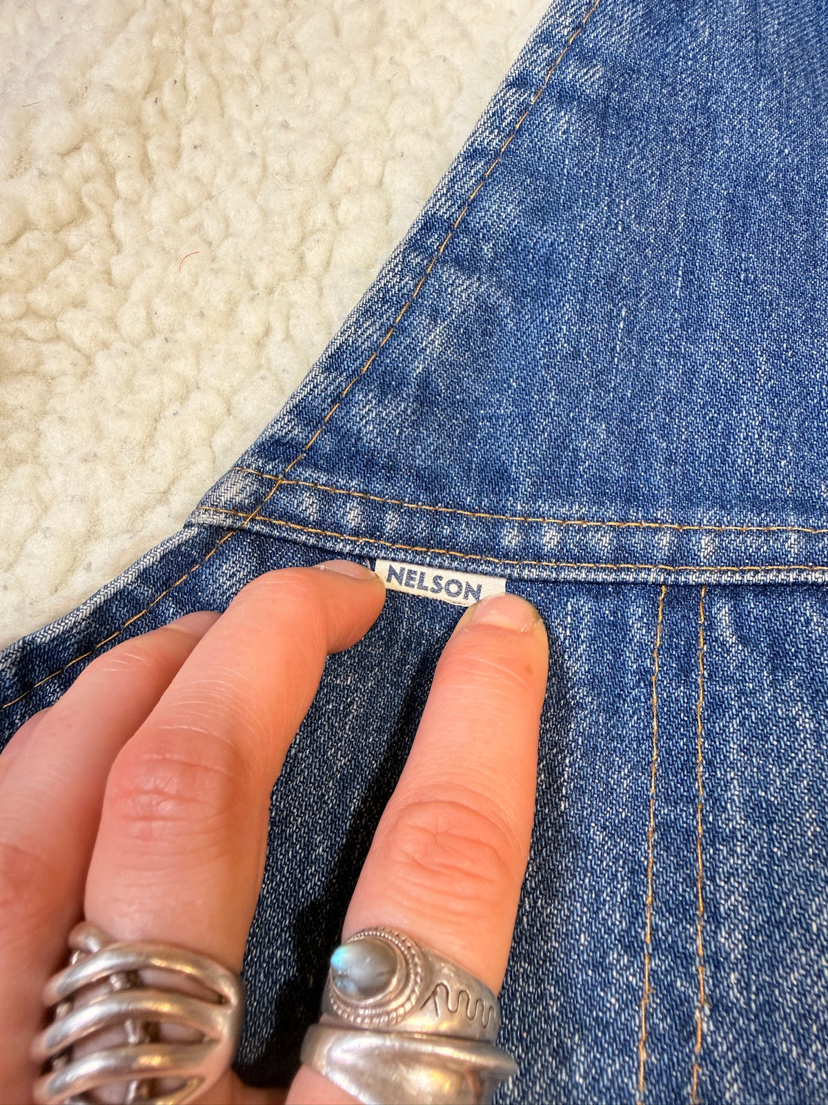 Vintage 1970s Nelson Denim Sherpa Lined Vest