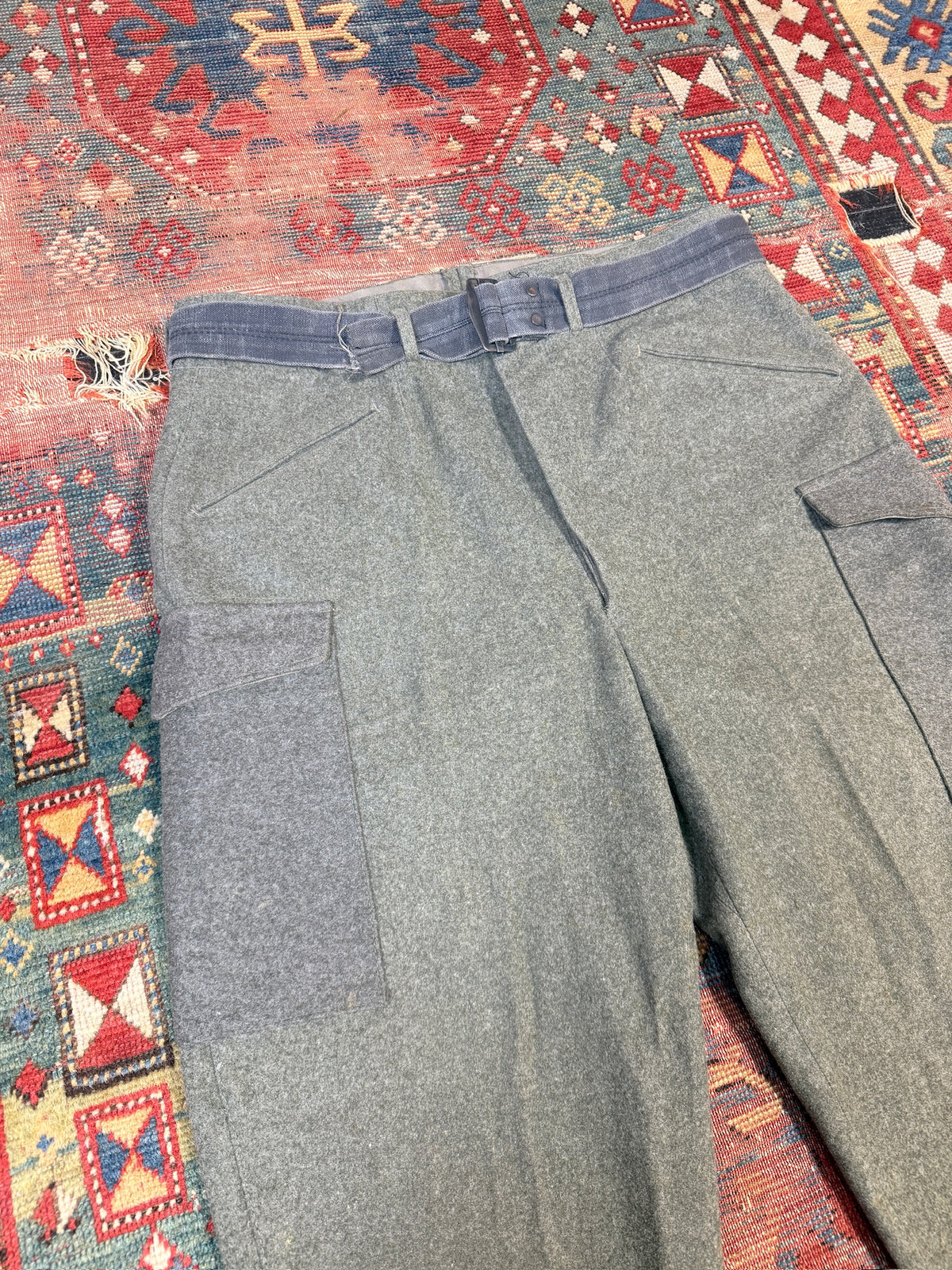 Vintage 1940s Swedish Military Relaxed Fit Wool Trousers | 38x31