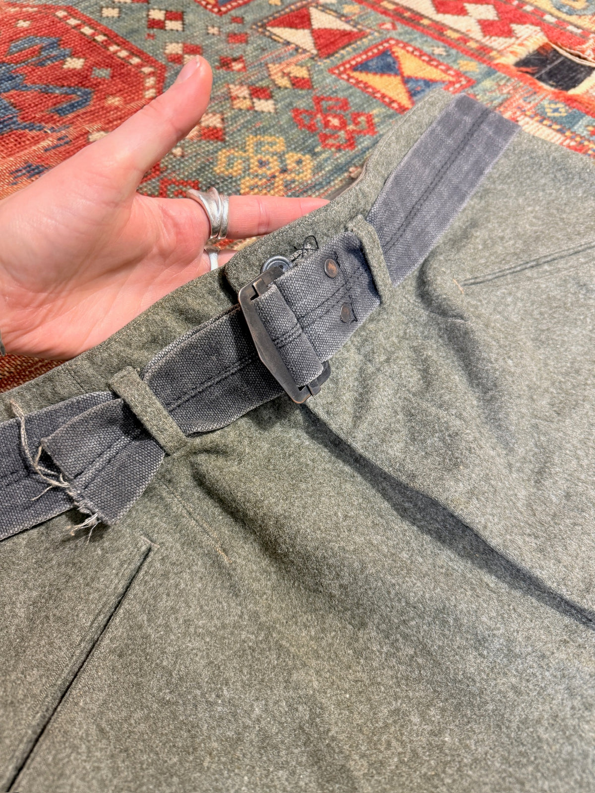 Vintage 1940s Swedish Military Relaxed Fit Wool Trousers | 38x31