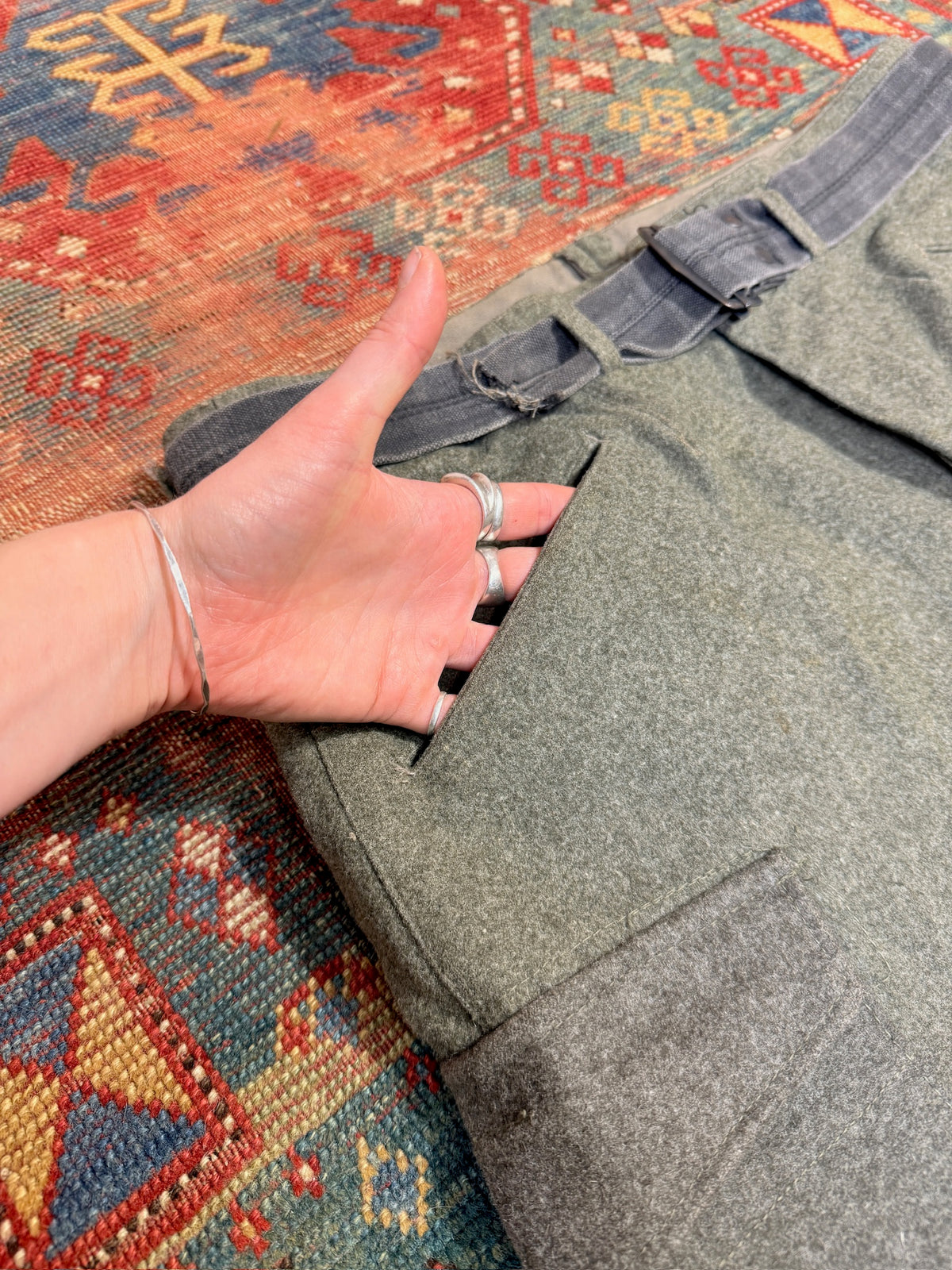Vintage 1940s Swedish Military Relaxed Fit Wool Trousers | 38x31