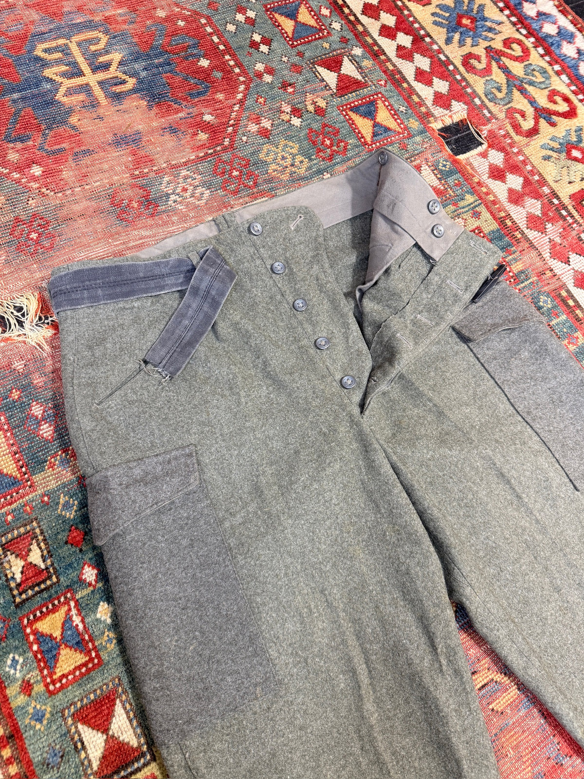 Vintage 1940s Swedish Military Relaxed Fit Wool Trousers | 38x31