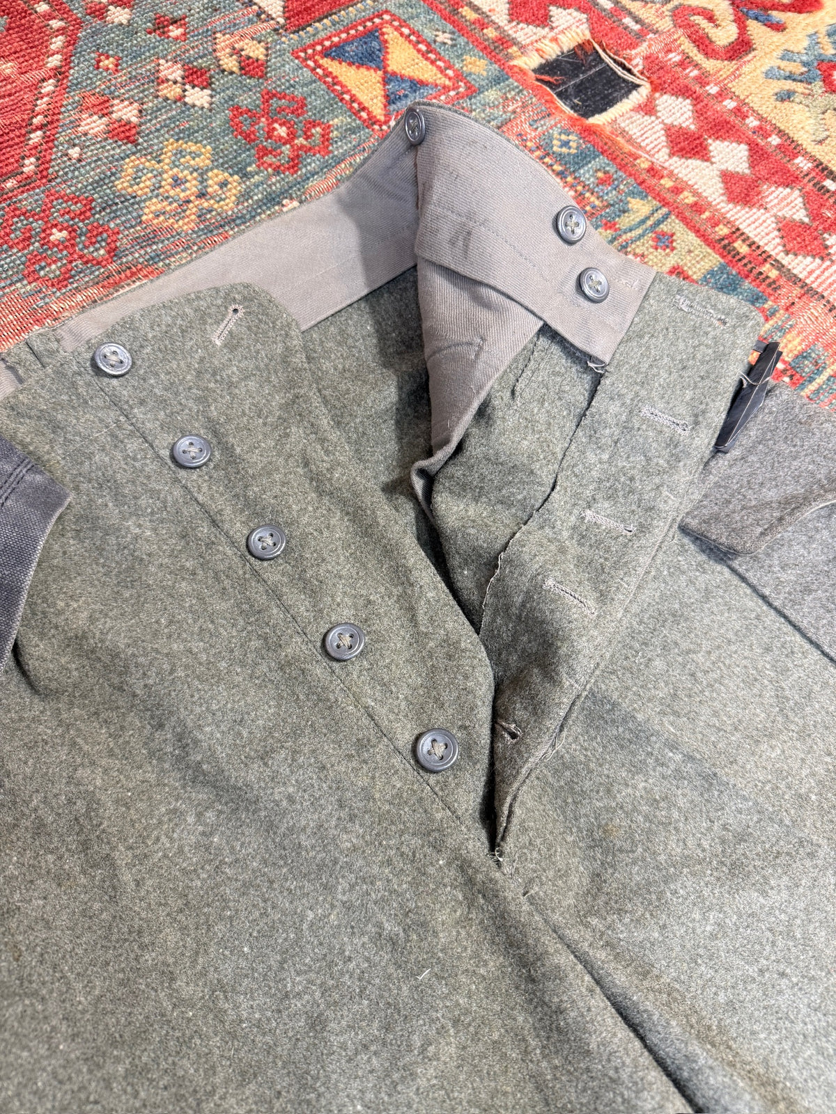 Vintage 1940s Swedish Military Relaxed Fit Wool Trousers | 38x31