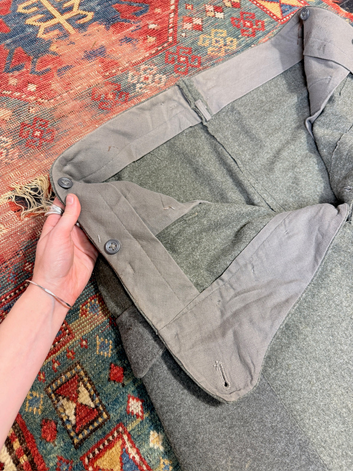 Vintage 1940s Swedish Military Relaxed Fit Wool Trousers | 38x31