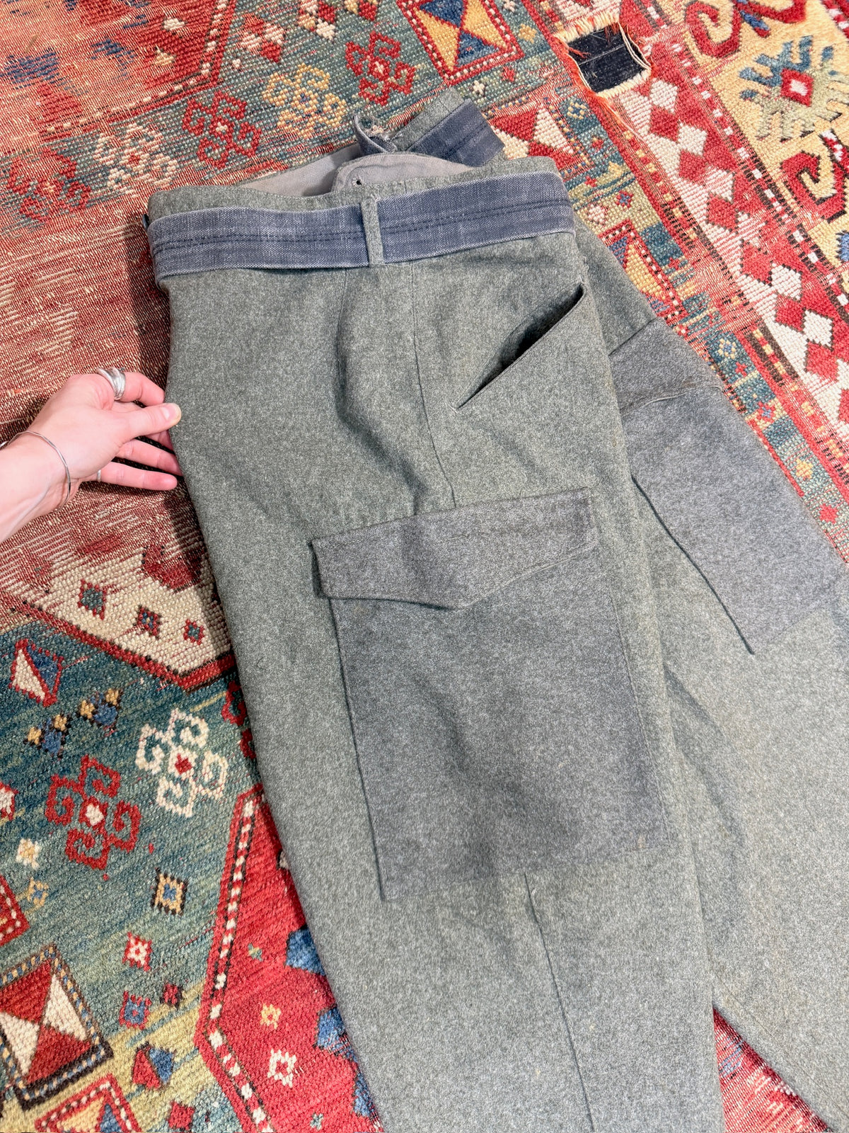 Vintage 1940s Swedish Military Relaxed Fit Wool Trousers | 38x31