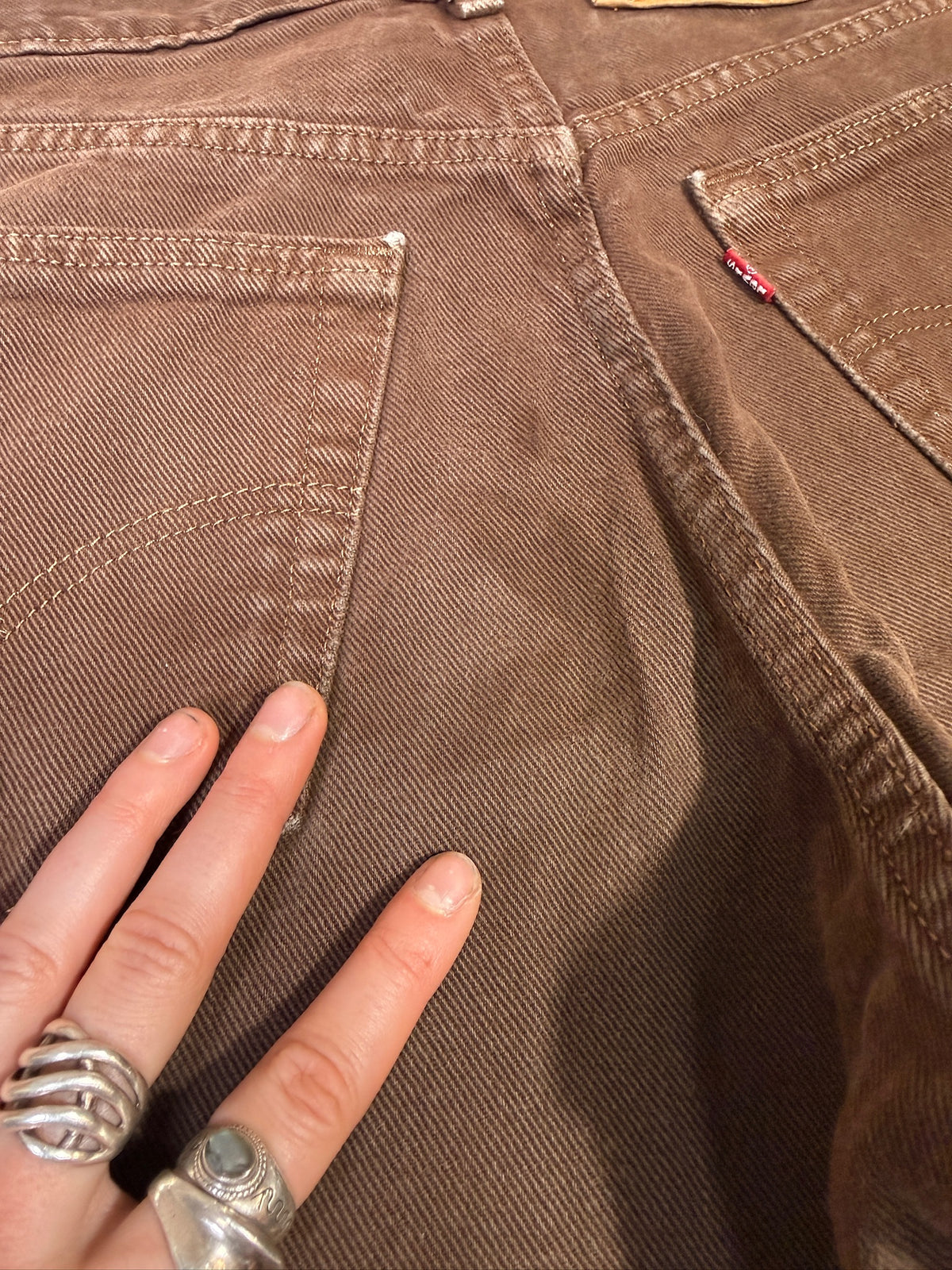 Vintage 1980s Levi's 555 Relaxed Fit Brown Jeans | 30x34