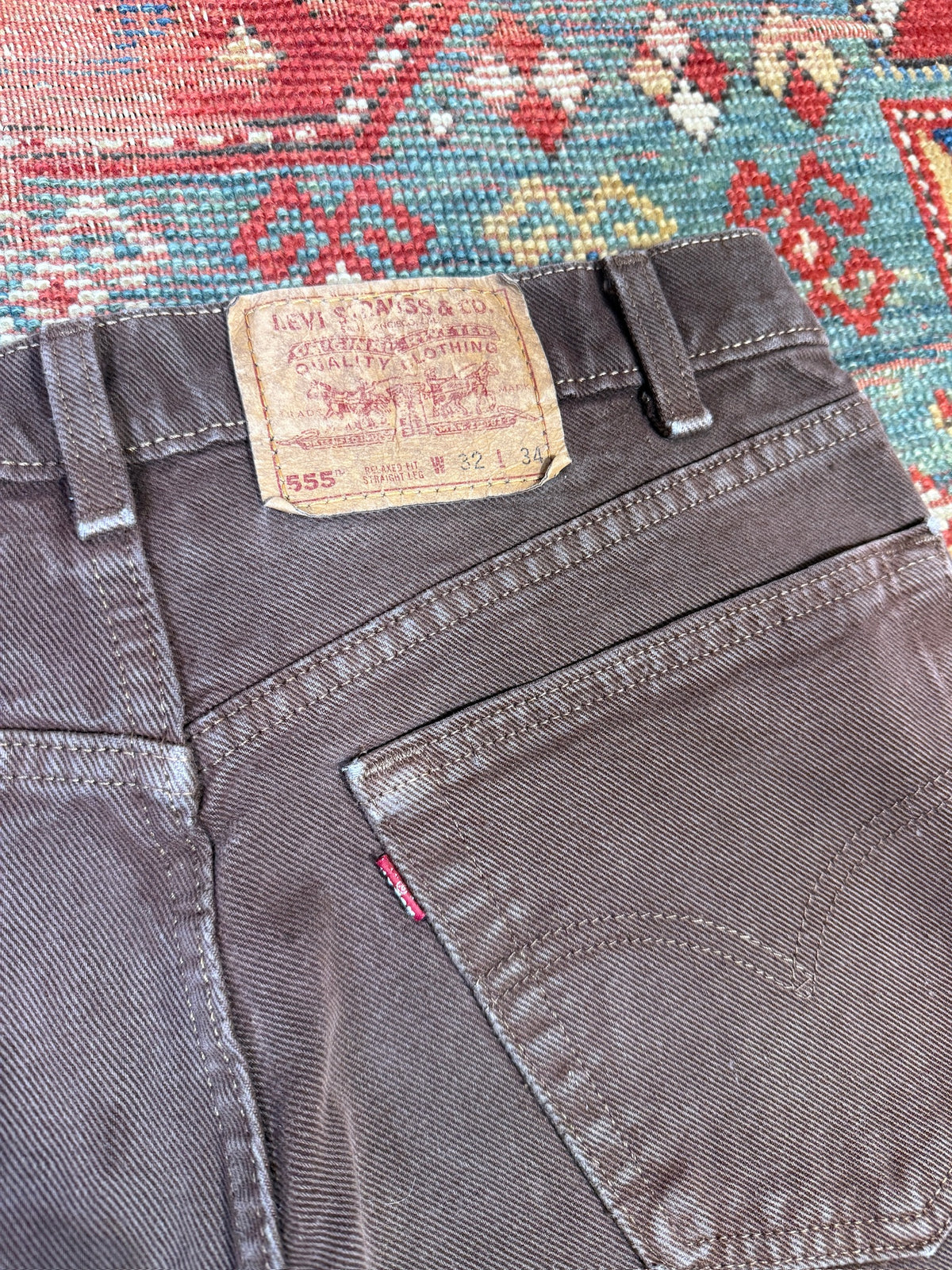Vintage 1980s Levi's 555 Relaxed Fit Brown Jeans | 30x34