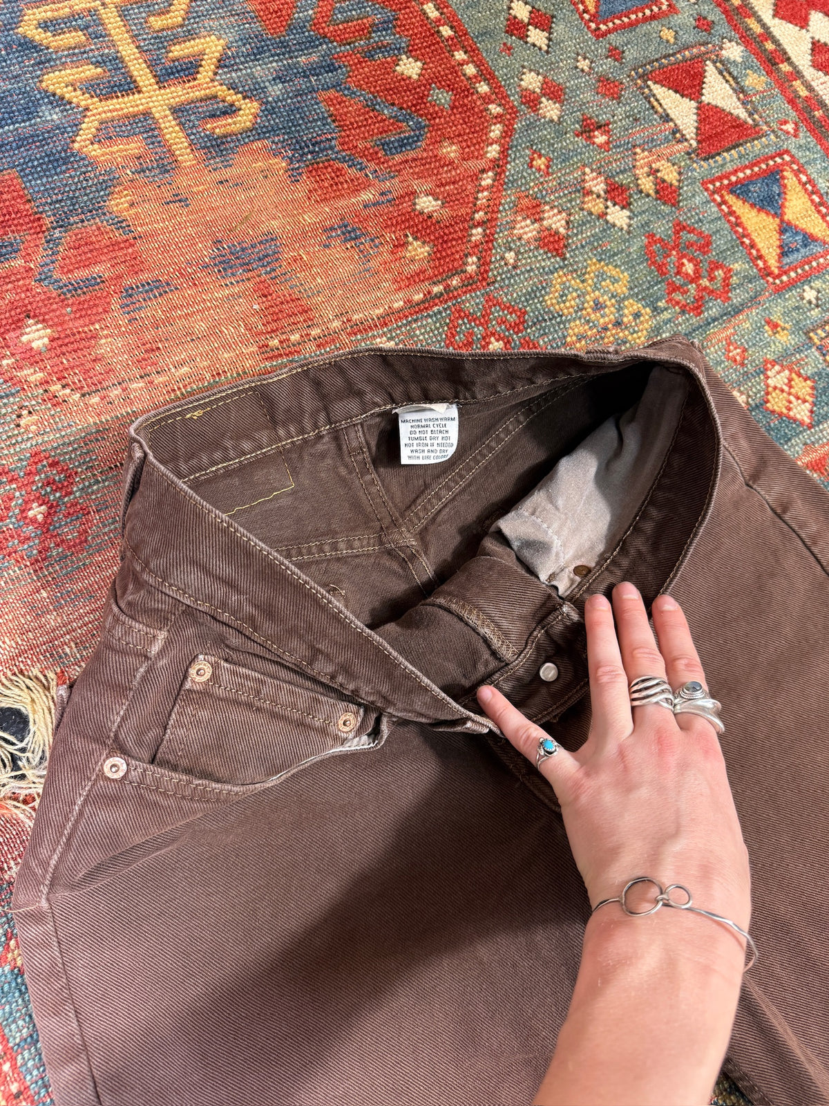 Vintage 1980s Levi's 555 Relaxed Fit Brown Jeans | 30x34
